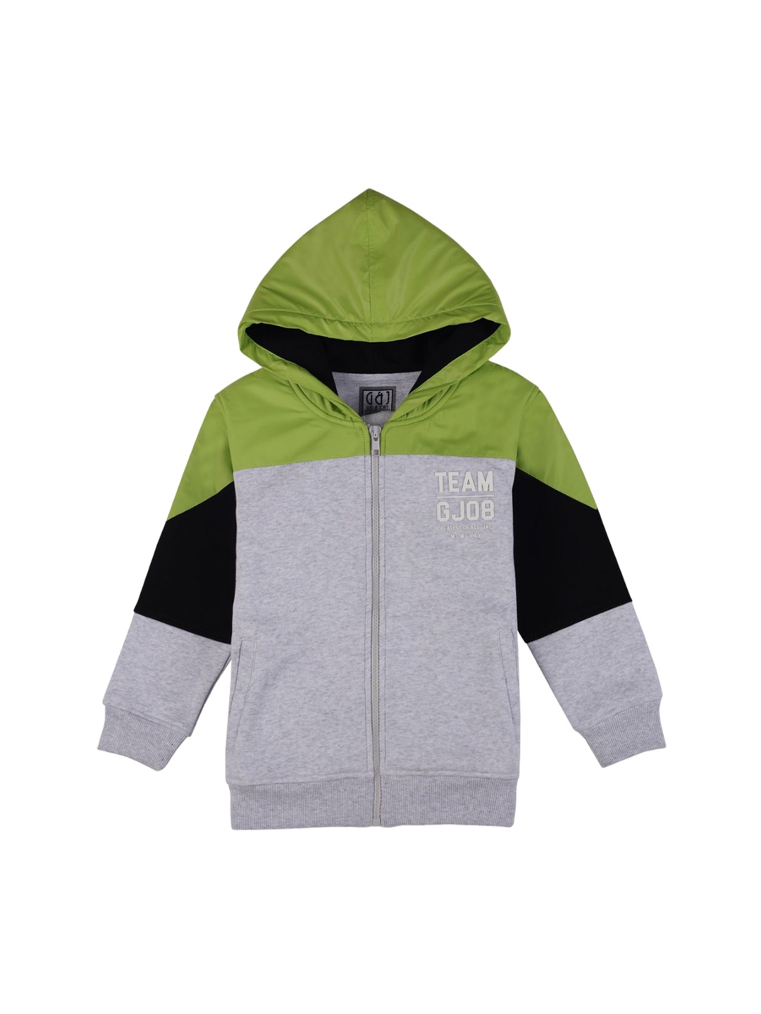 

Gini and Jony Boys Hooded Colourblocked Cotton Casual Bomber Jacket, Grey