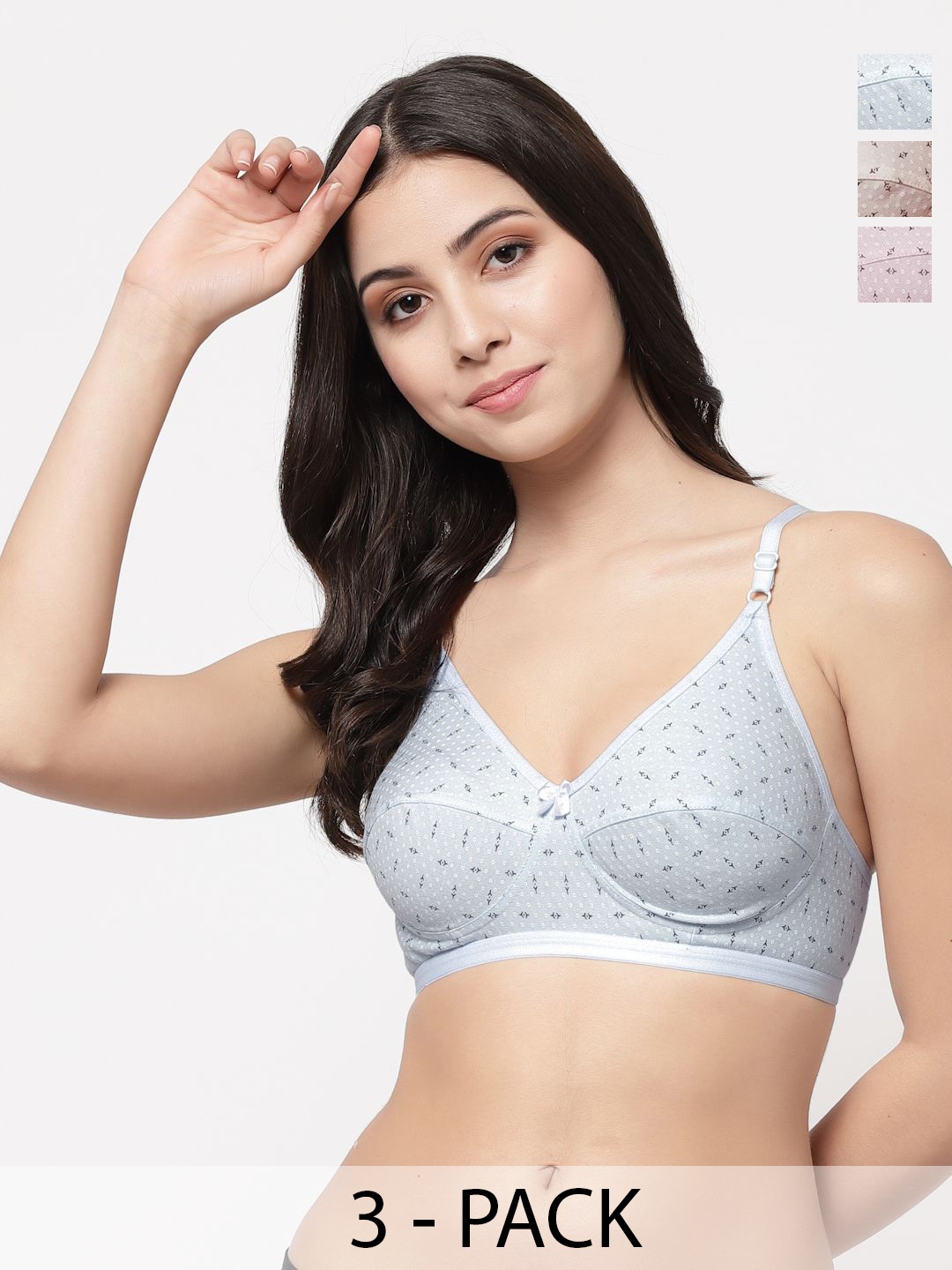 

Docare Women Pack of 3 Non-Padded Full Coverage Bra, Blue