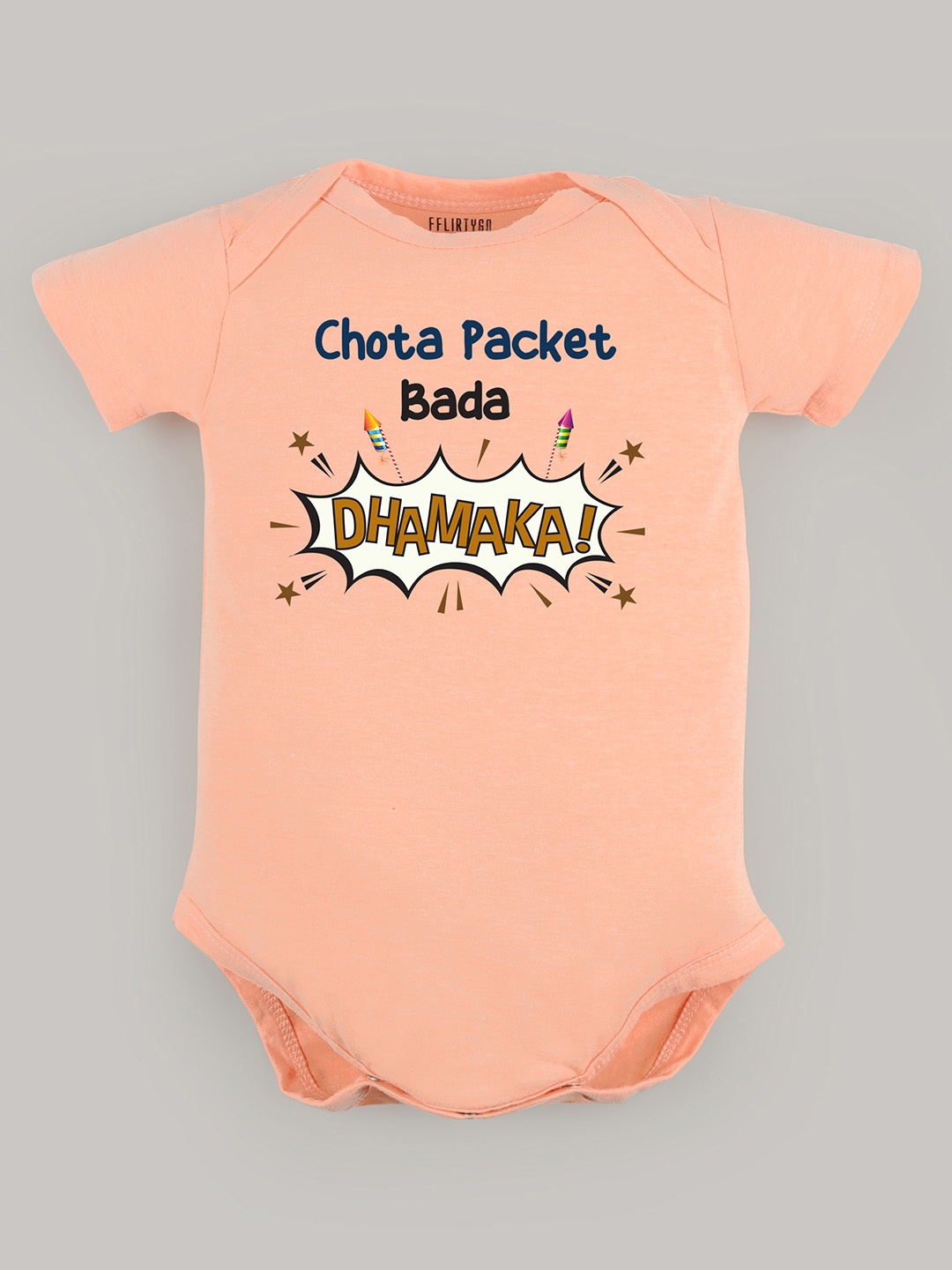 

FFLIRTYGO Kids Typography Printed Pure Cotton Bodysuit, Peach