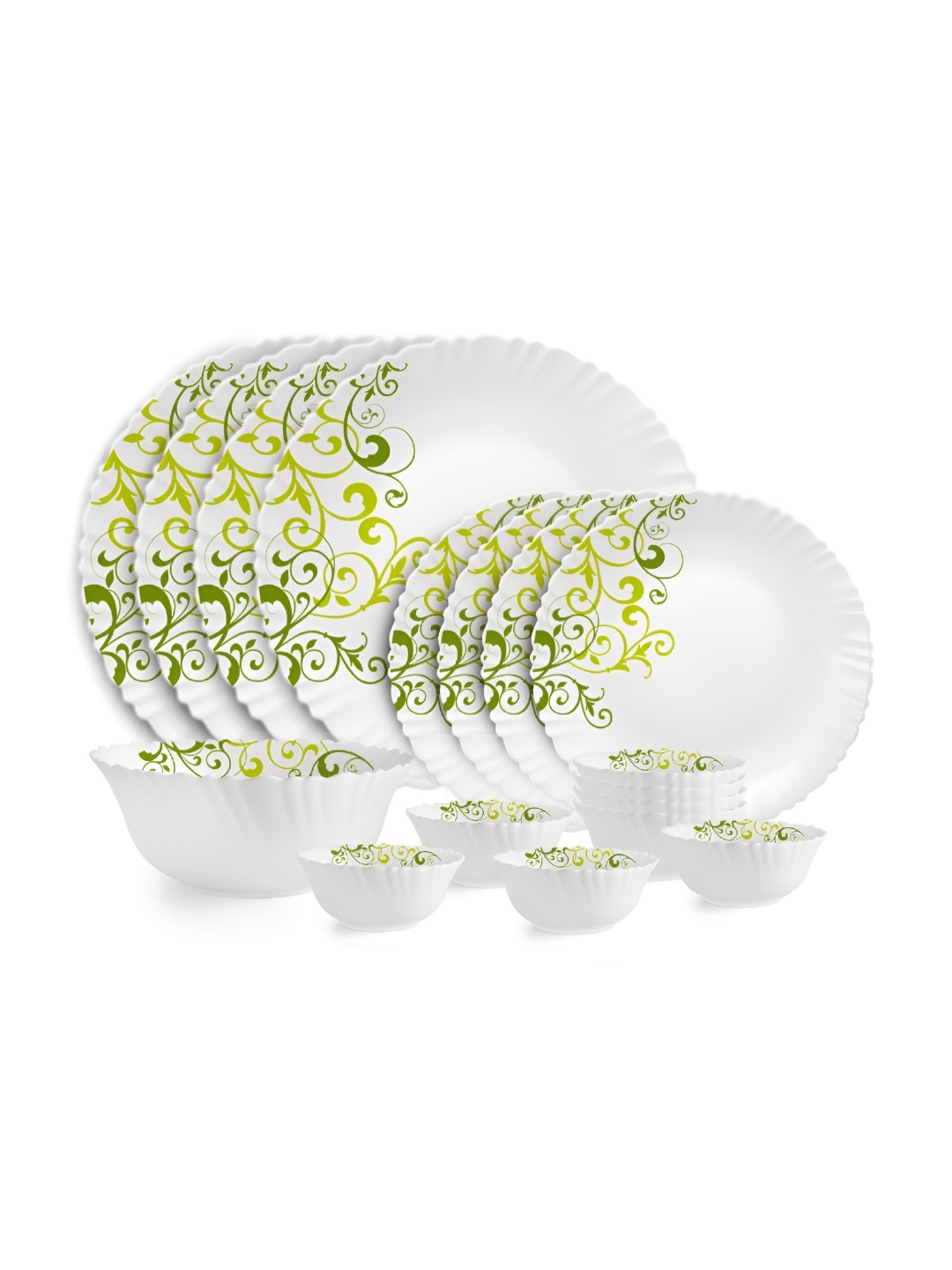 

Cello Dazzle Series White 17 Pieces Printed Oleander Microwave Opalware Safe Dinner Set