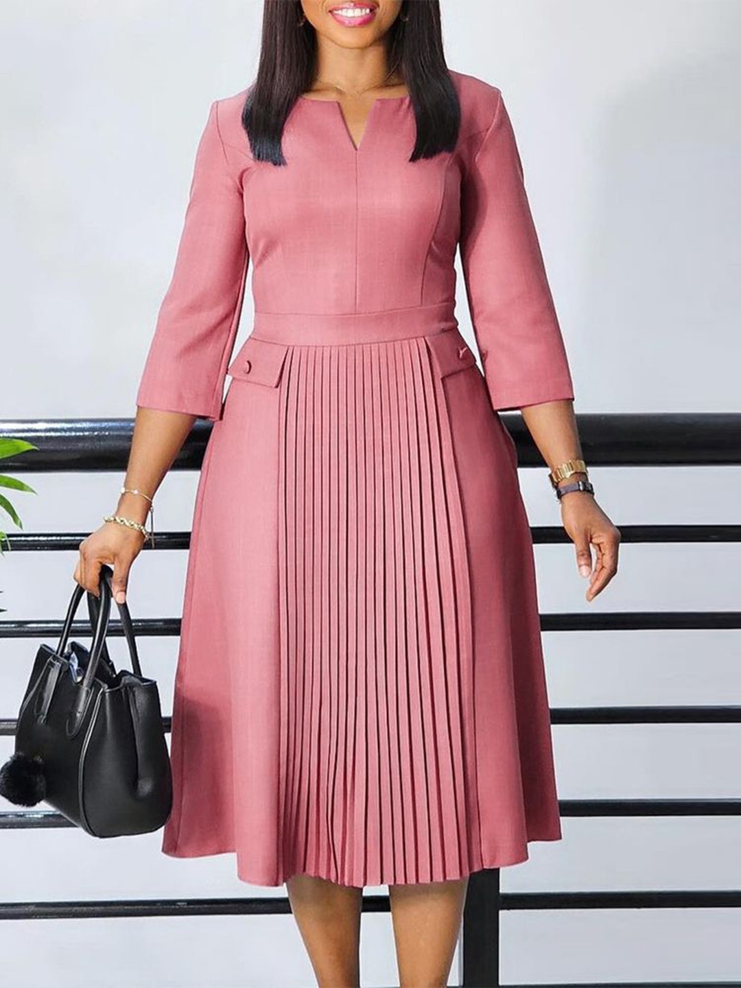 

LULU & SKY Pleated Fit & Flare Dress, Pink