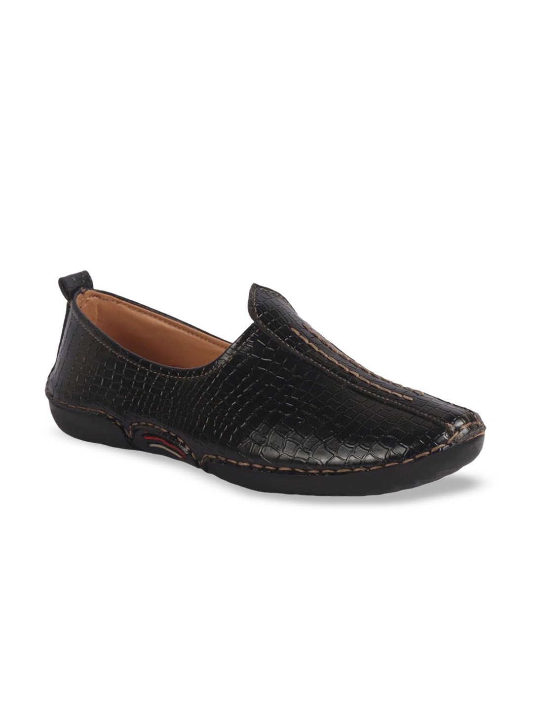 

FAUSTO Men Black Textured PU Mojaris