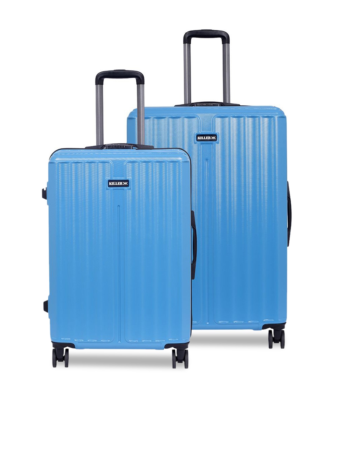 

Killer Unisex Set Of 2 Striped Hard-Sided Trolley Bags, Blue