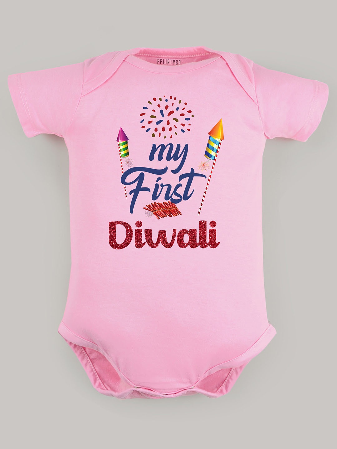 

FFLIRTYGO Kids Cotton Printed Bodysuit, Pink