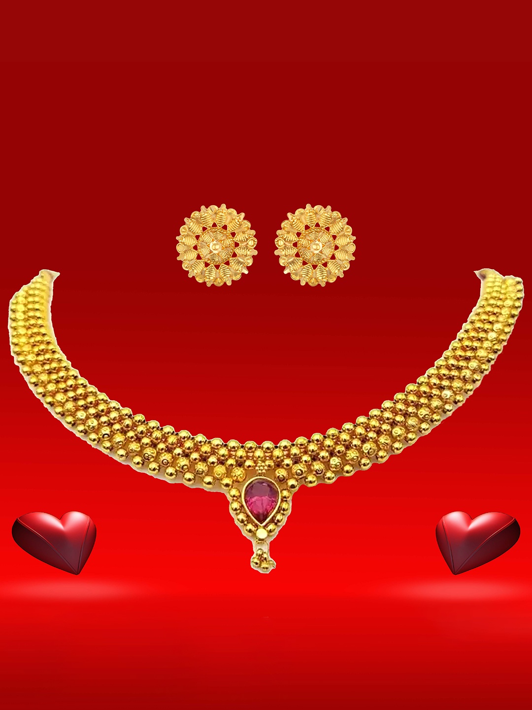 

Heer Collection Gold-Plated Kundan-Studded Jewellery Set