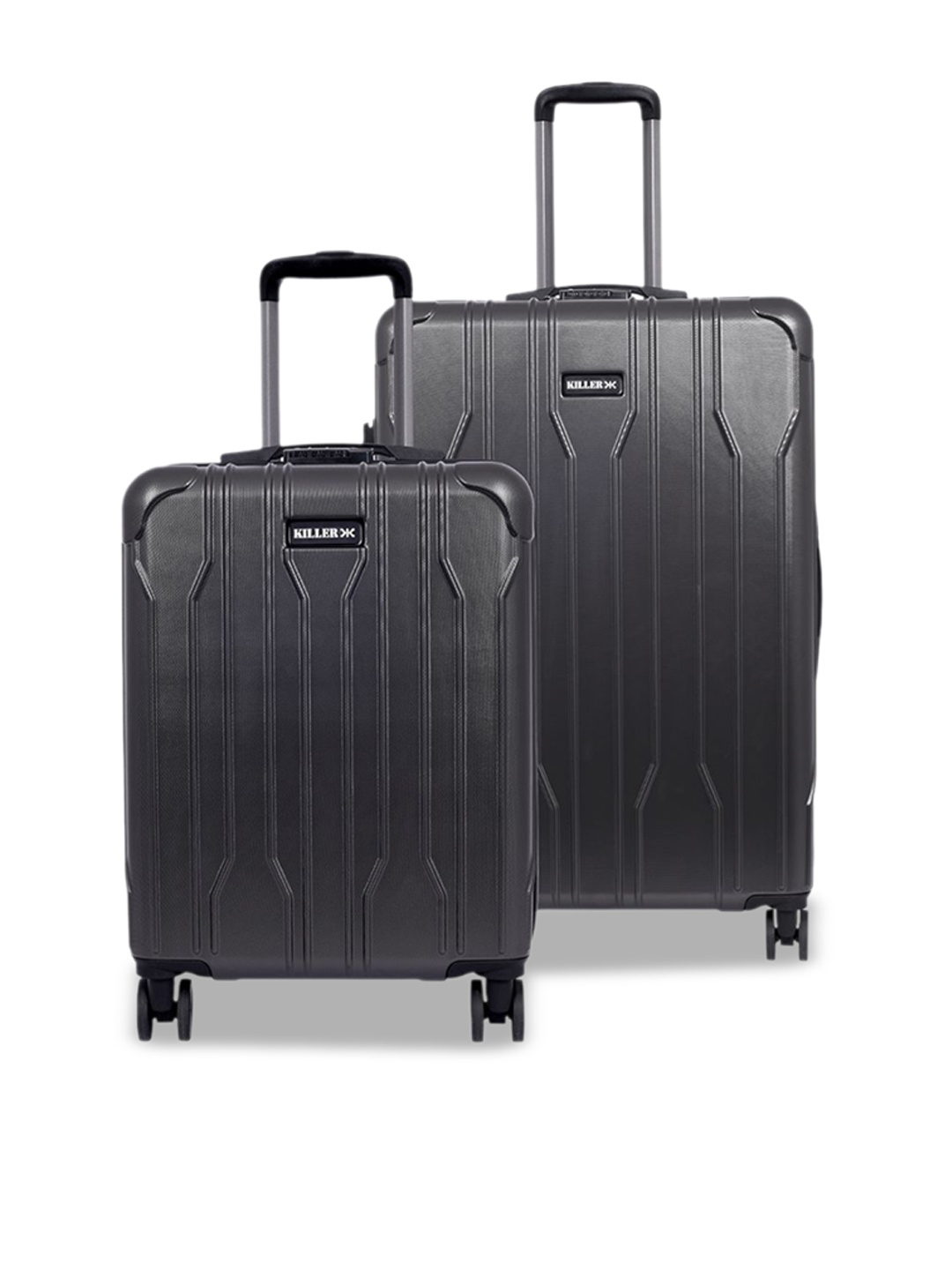 

Killer Unisex Set Of 2 Hard-Sided Large & Cabin Trolley Suitcase, Grey