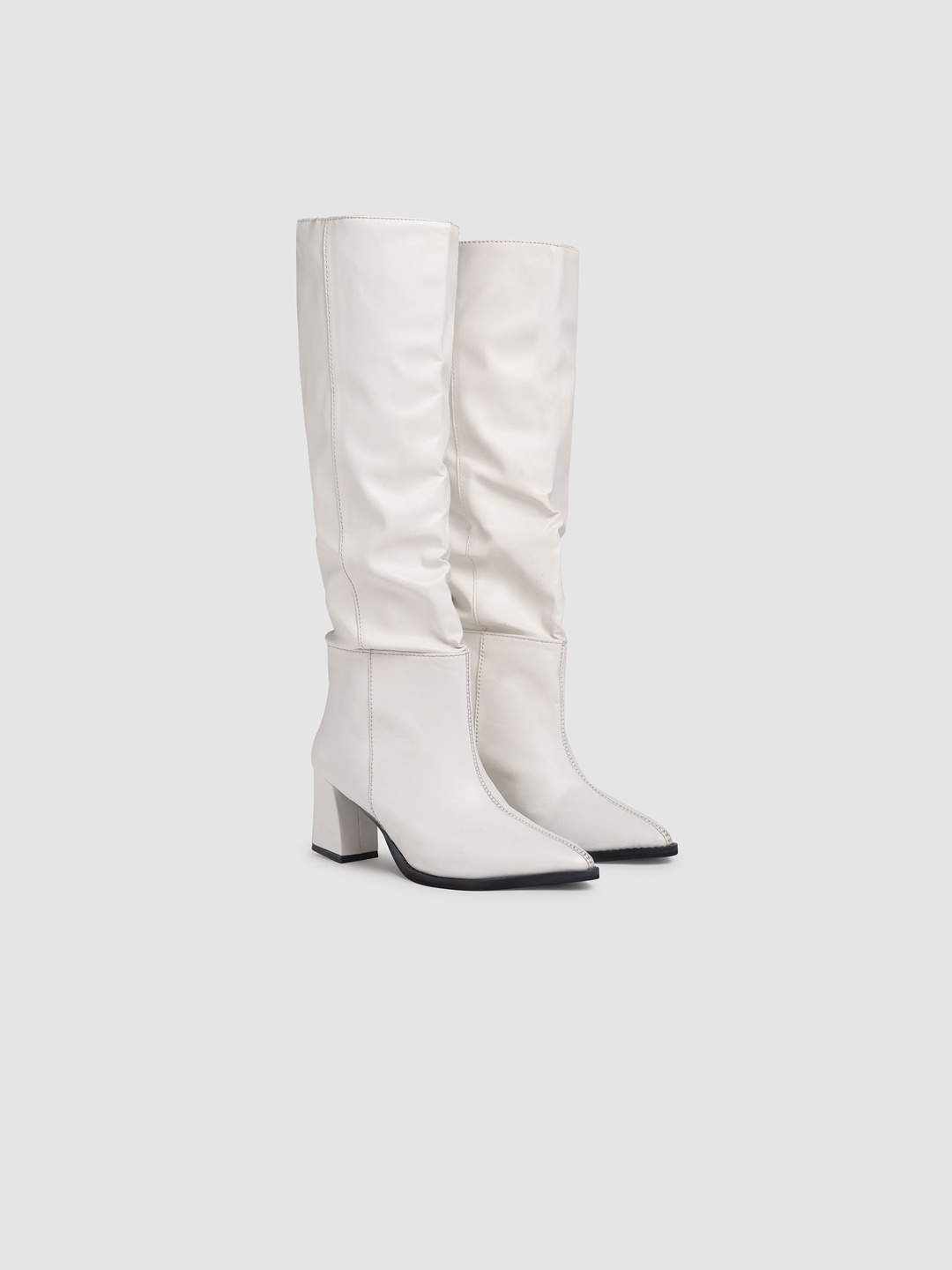 

Street Style Store Women Block Heeled Long Slouchy Boots, White