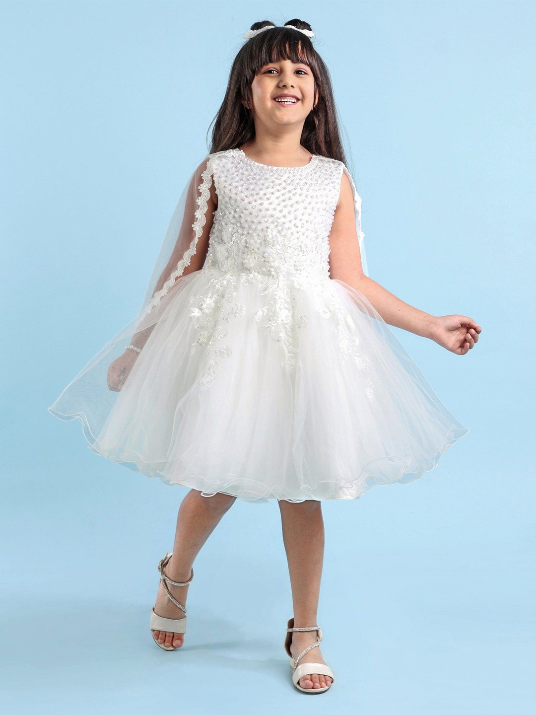 

Mark & Mia Girls Floral Peplum Sleeveless Knee Length Dress, White