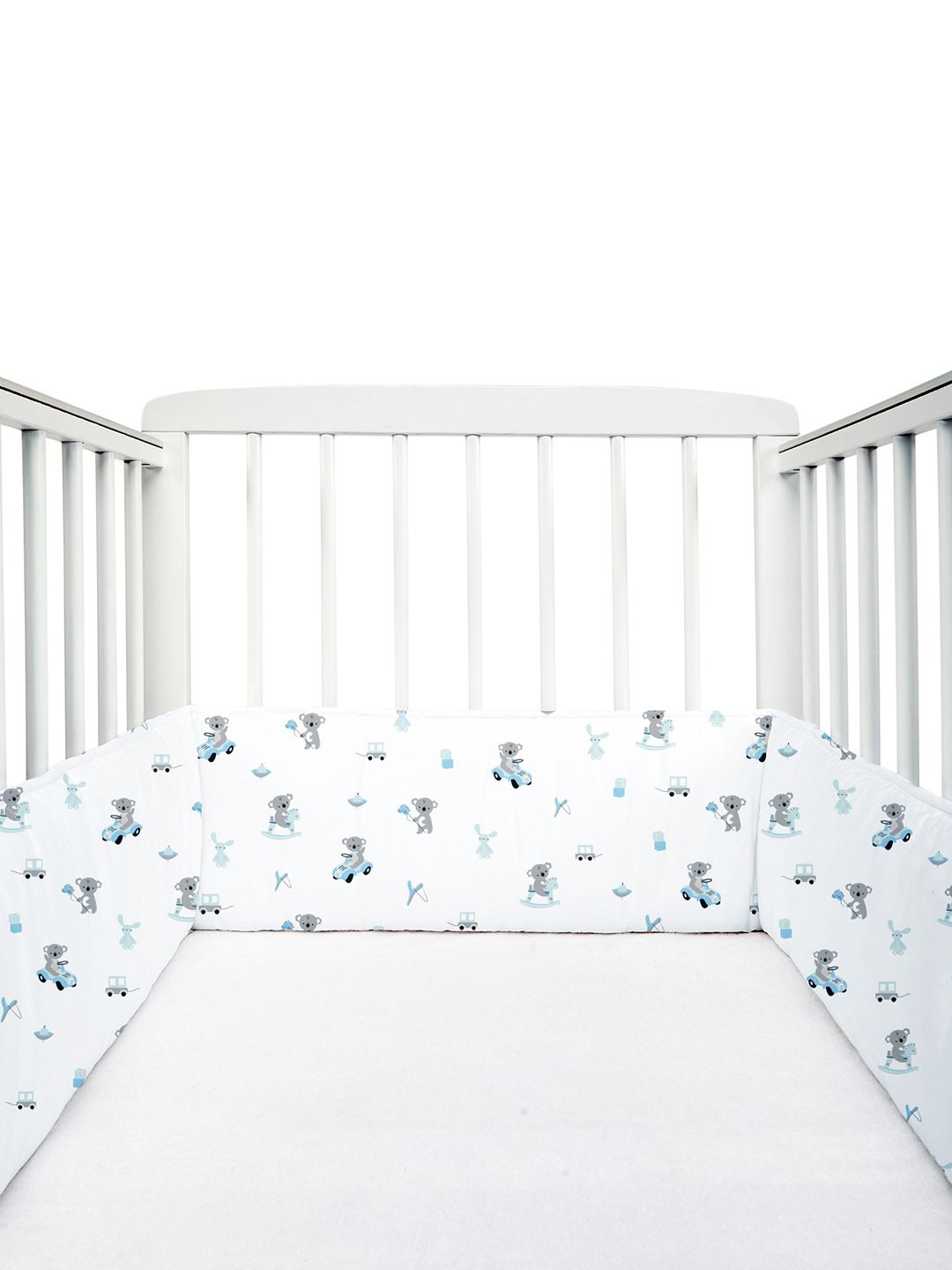 

The White Cradle Kids Printed Pure Cotton Cot Bumper, Blue