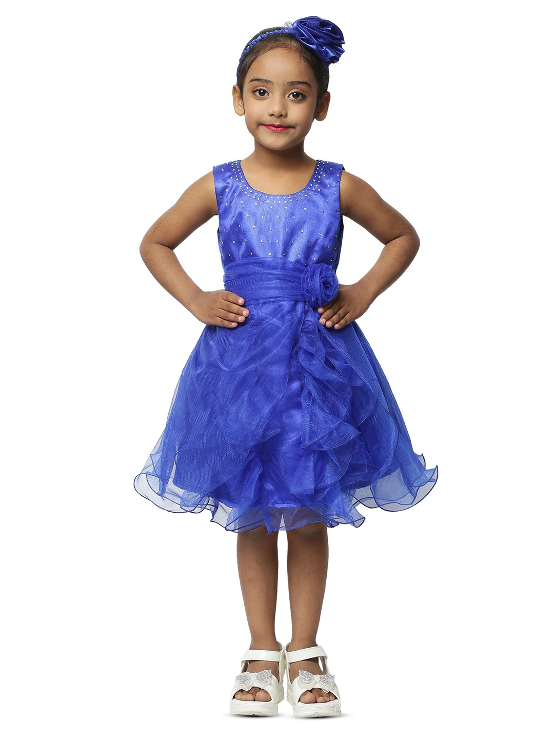 

Wish little Girls Net Fit and Flare Dress, Blue
