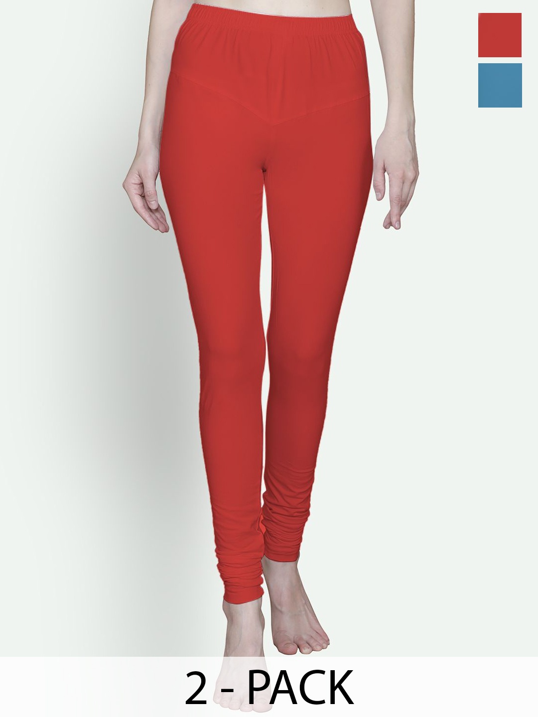 

T.T. Women Pack Of 2 Mid-Rise Ankle-Length Leggings, Red