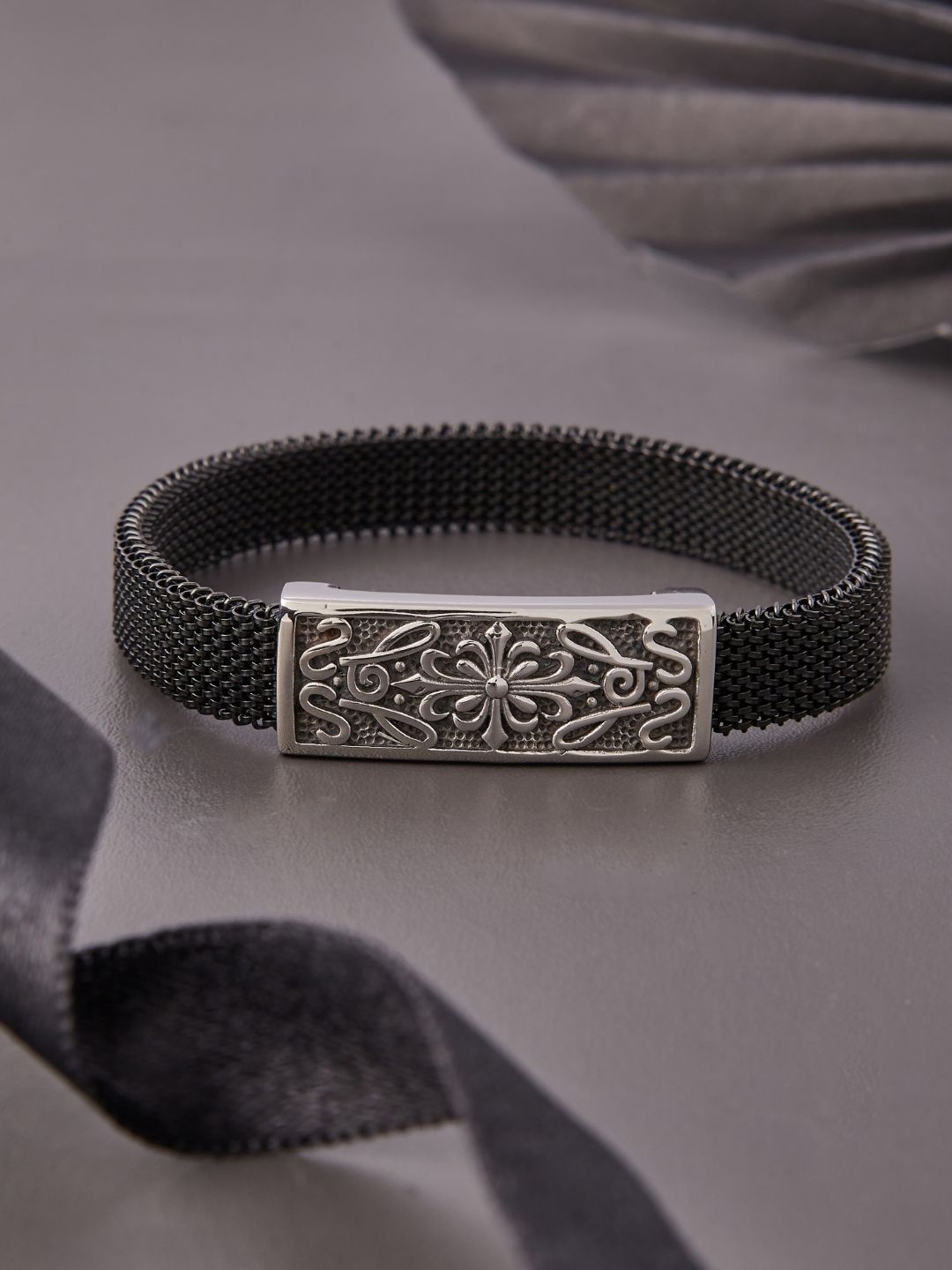 

PYLON Men Stainless Steel Bracelet, Black
