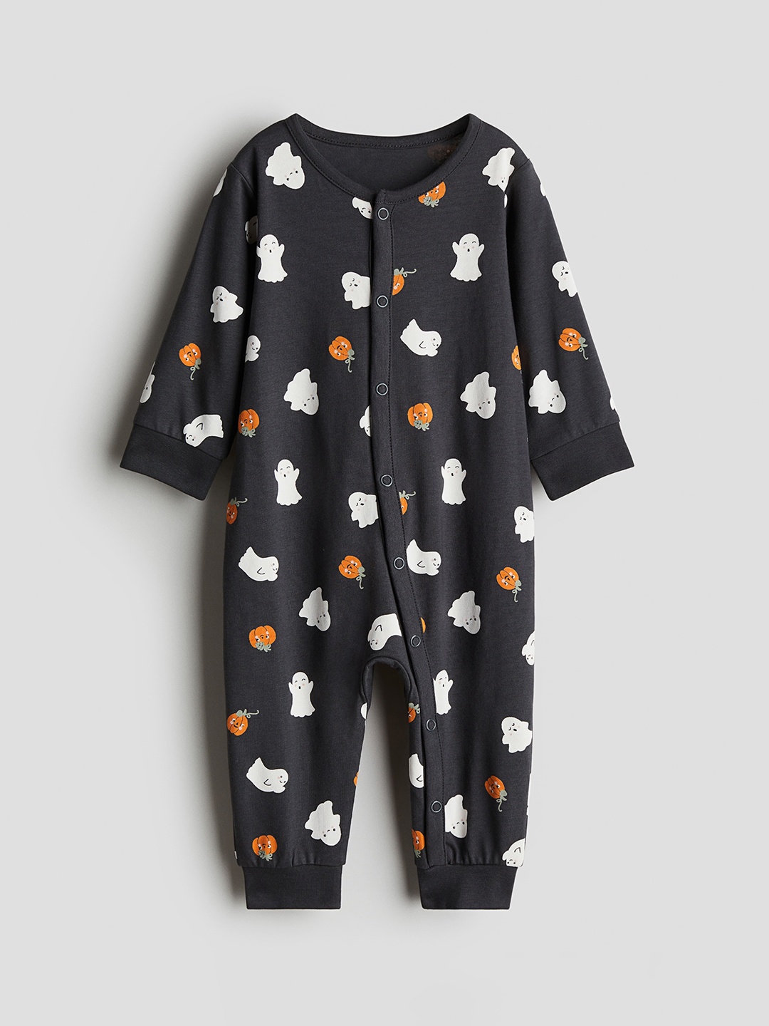 

H&M Printed Cotton Romper, Grey