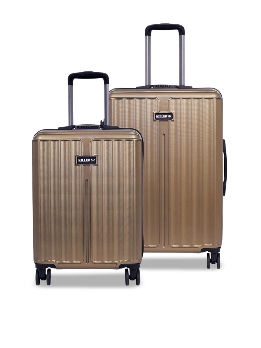 

Killer Set Of 2 Hard Sided Trolly Bags, Gold