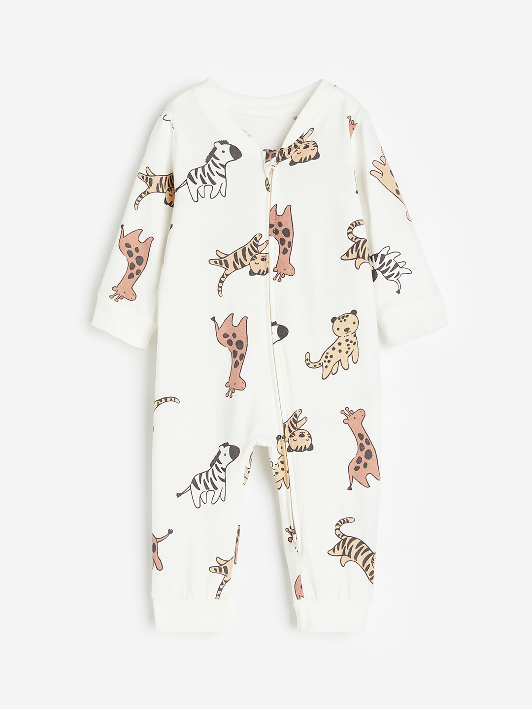

H&M Boys Zip-up Sleepsuit, White