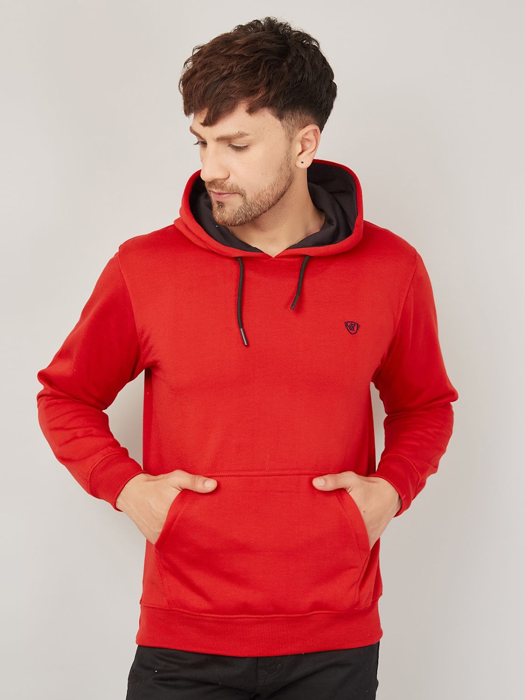 

WE PERFECT Men Hooded Pullover Sweatshirt, Red