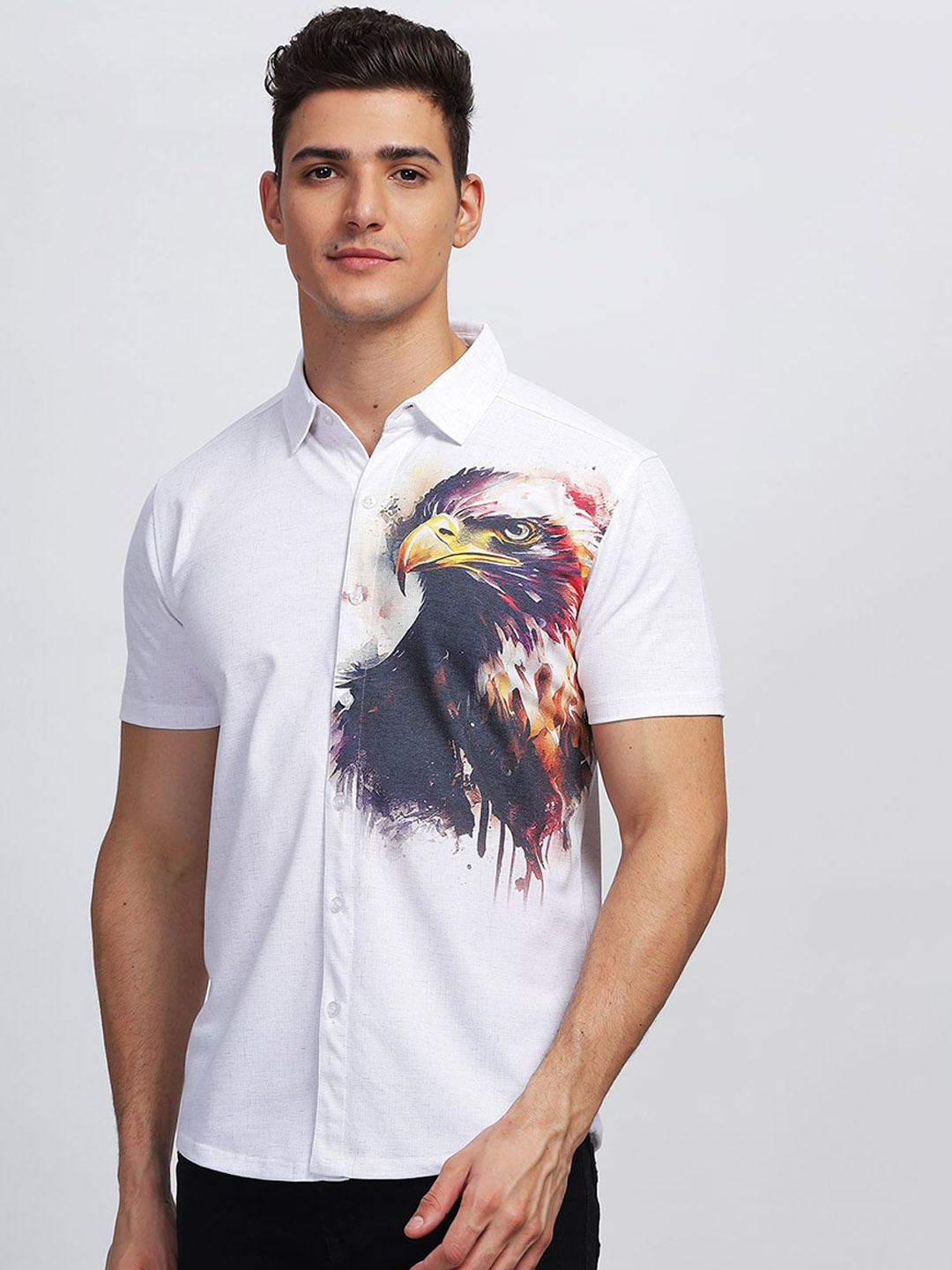 

BULLMER Printed Short Sleeves Shirt With Trousers Co-Ords, White