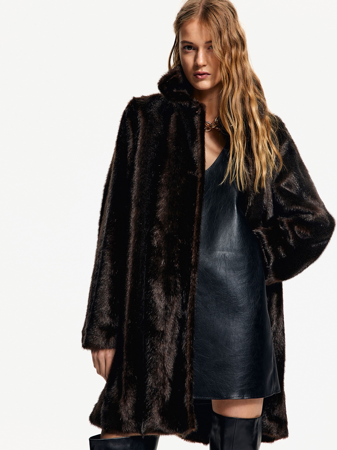 

H&M Fluffy Coat, Brown