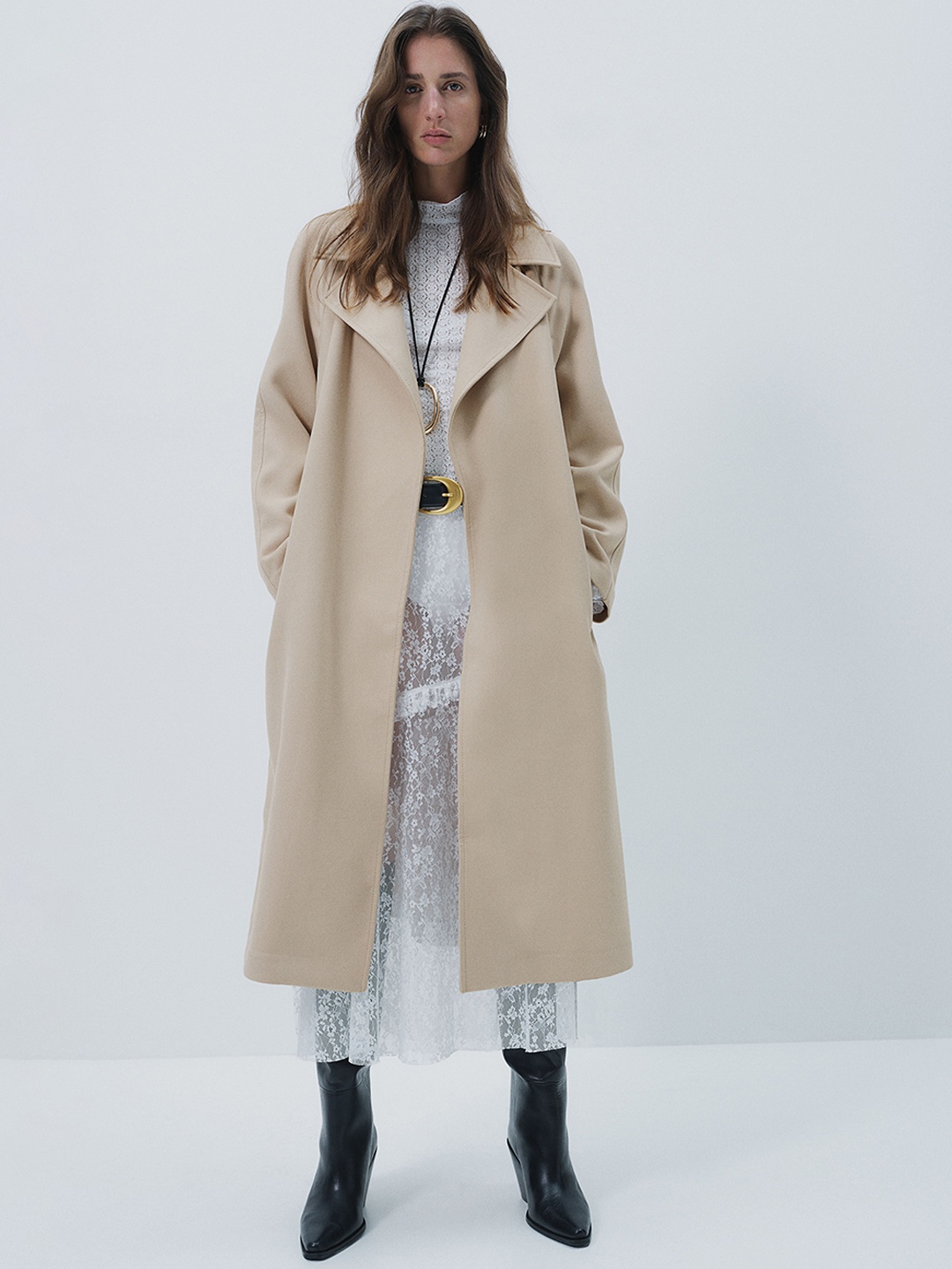 

H&M Women Trench-Look Coat, Beige