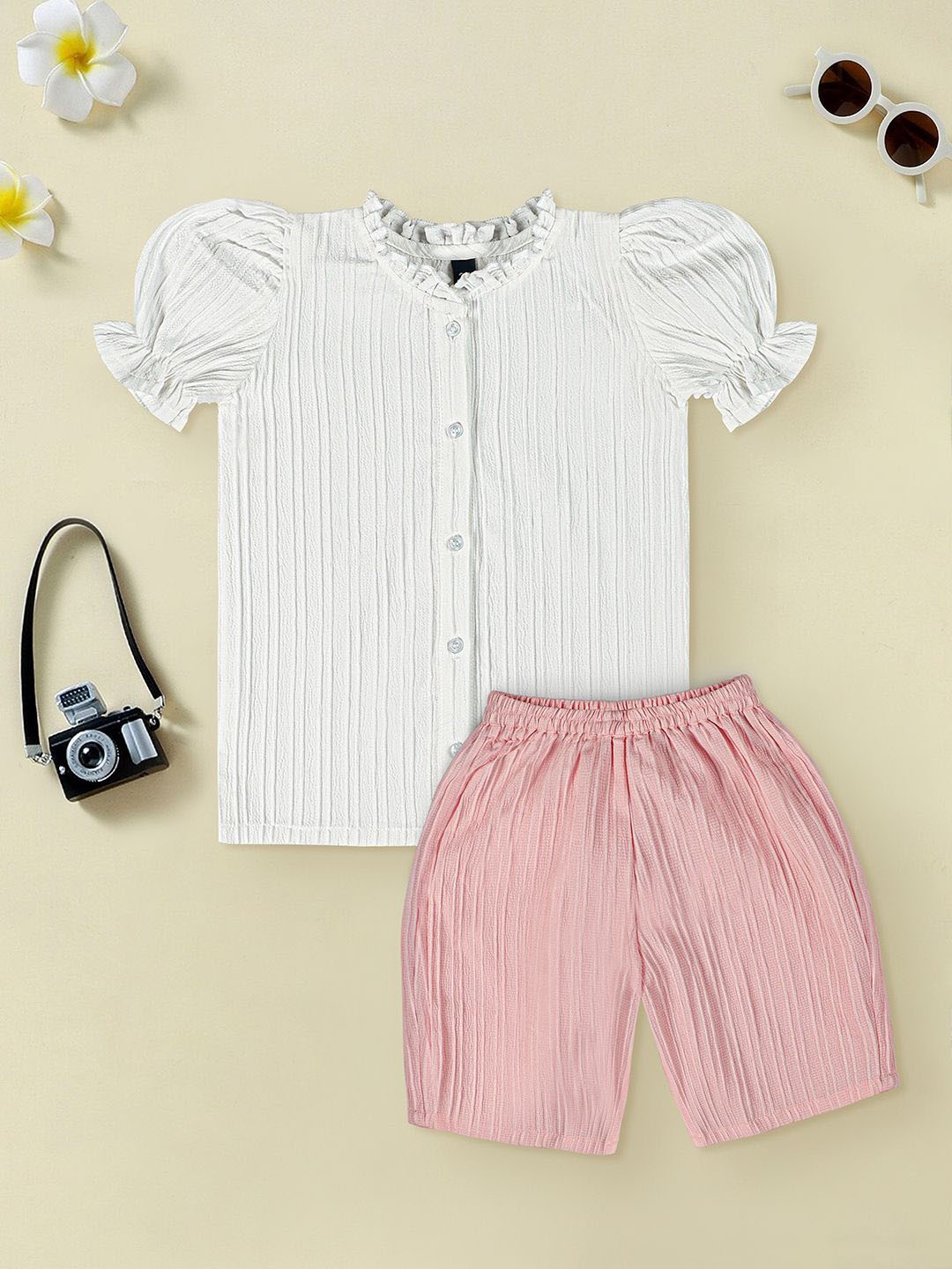 

OMPAX Girls Short Sleeved Clothing Set, White
