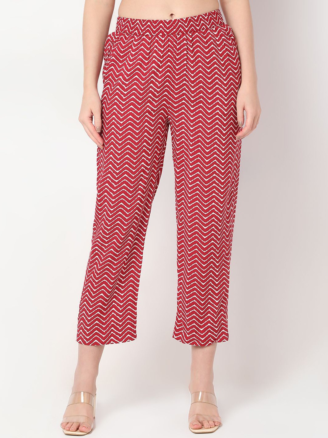 

NYLANGAN Women Straight Fit Trousers, Maroon