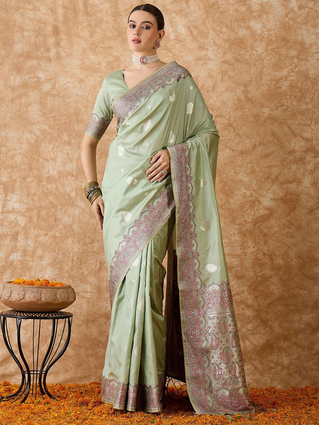 

Dori Woven Design Banarasi Saree, Green