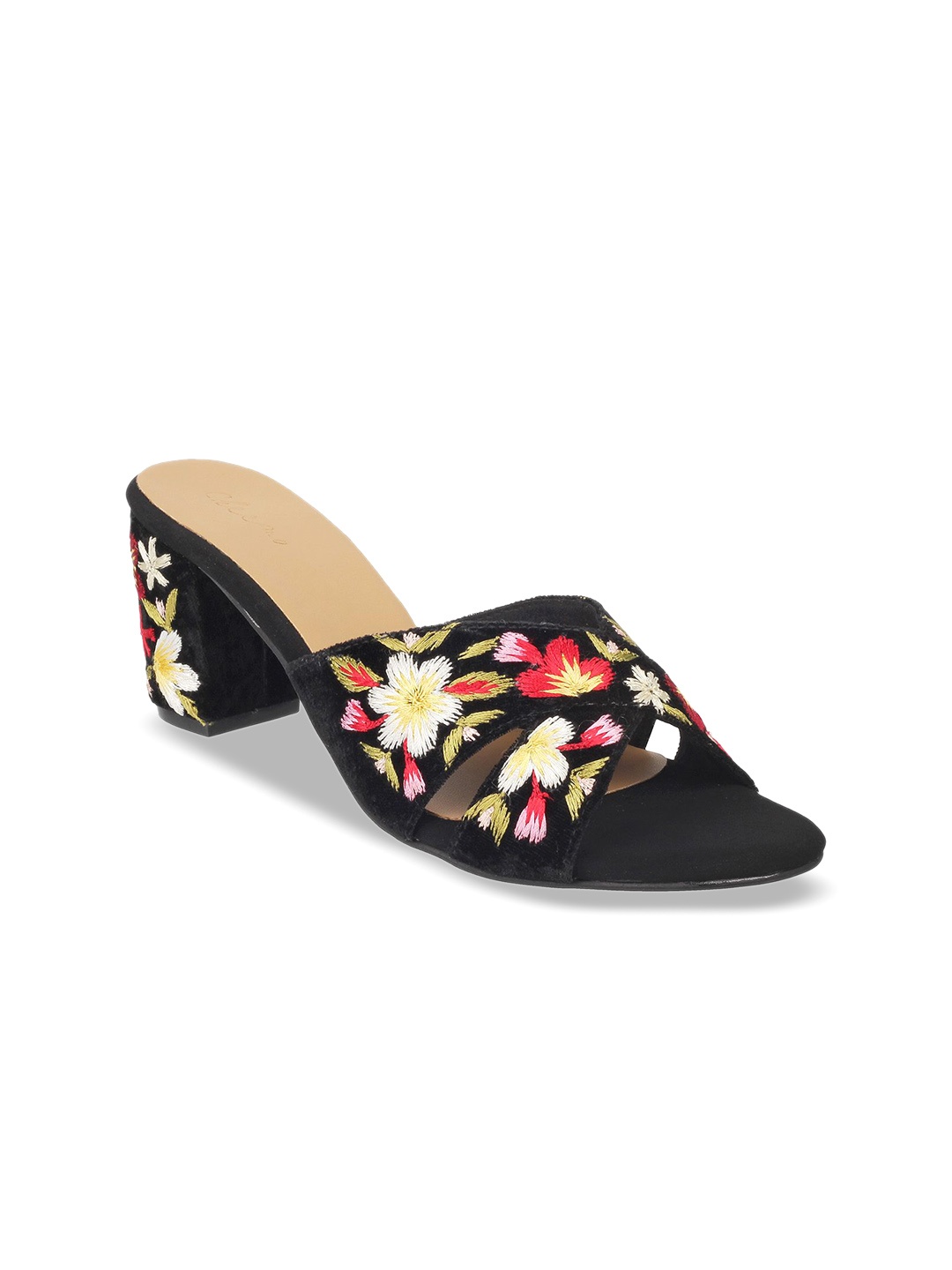 

Cheemo Women Woven Design Block Heels Sandals, Black