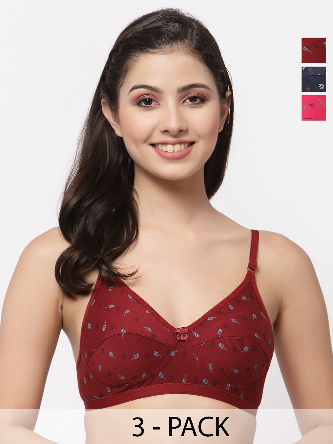 

Docare Women Cotton Floral Printed Full Coverage Bra, Pink