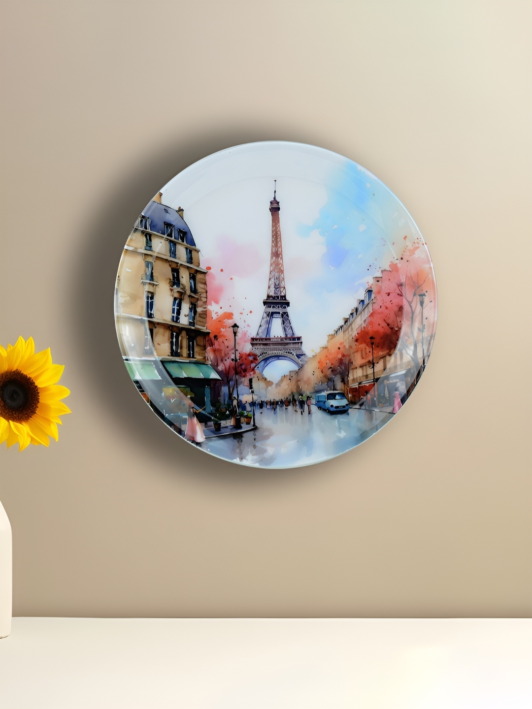 

Maison Modern Green & Pink Gustave Eiffel's Tower Printed Iron Round Wall Plate