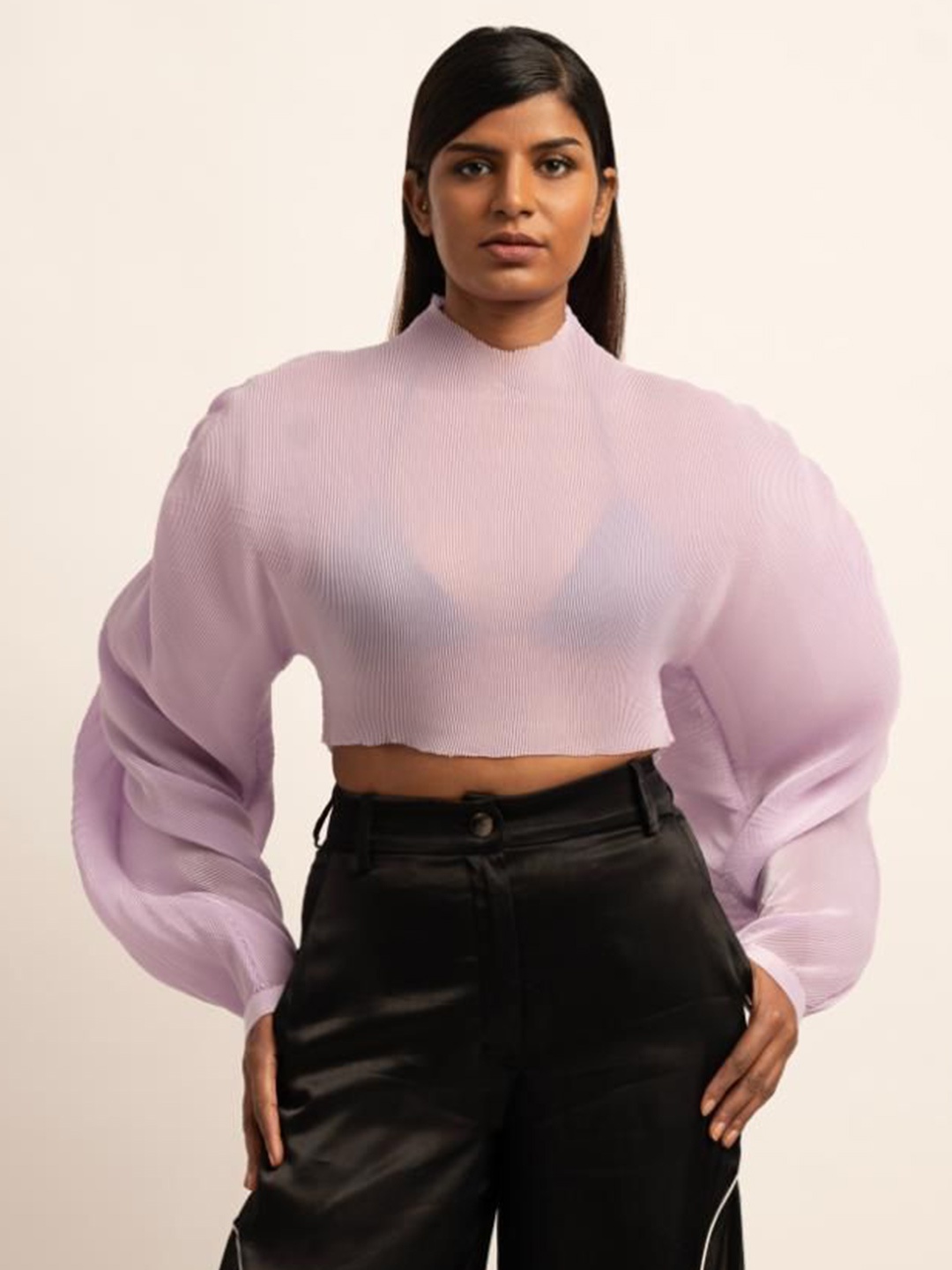 

Siddhant Agrawal Women High Neck Crop Top, Lavender