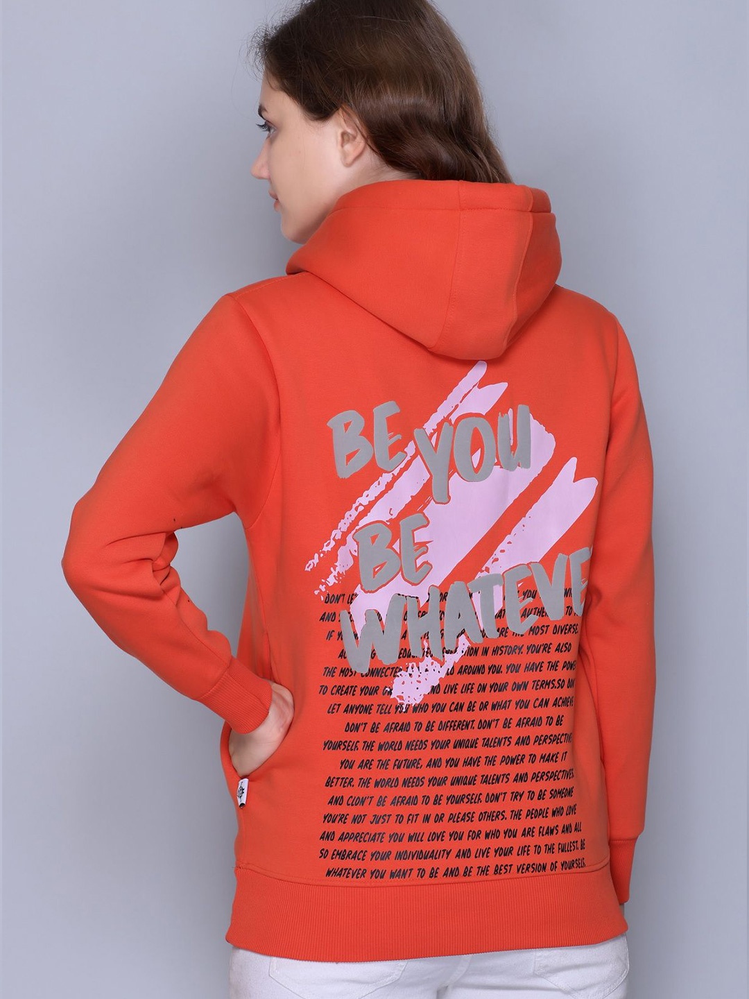 

BIZARRELY Women winter Hooded Sweatshirt, Orange