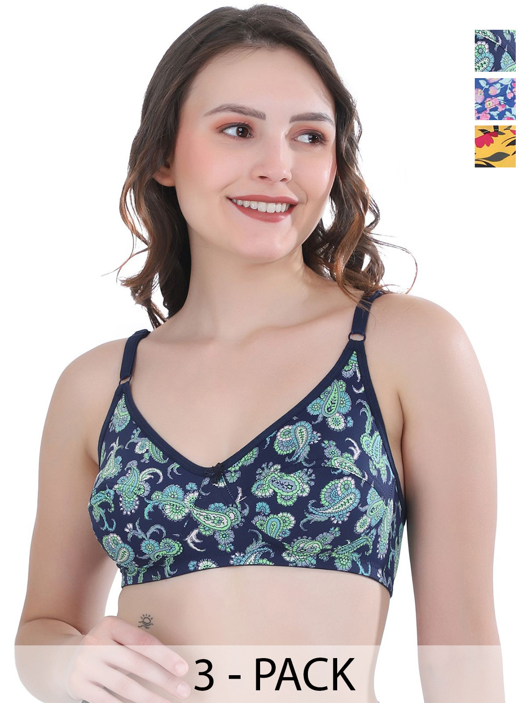 

Docare Floral Women Printed Full Coverage Bra, Yellow