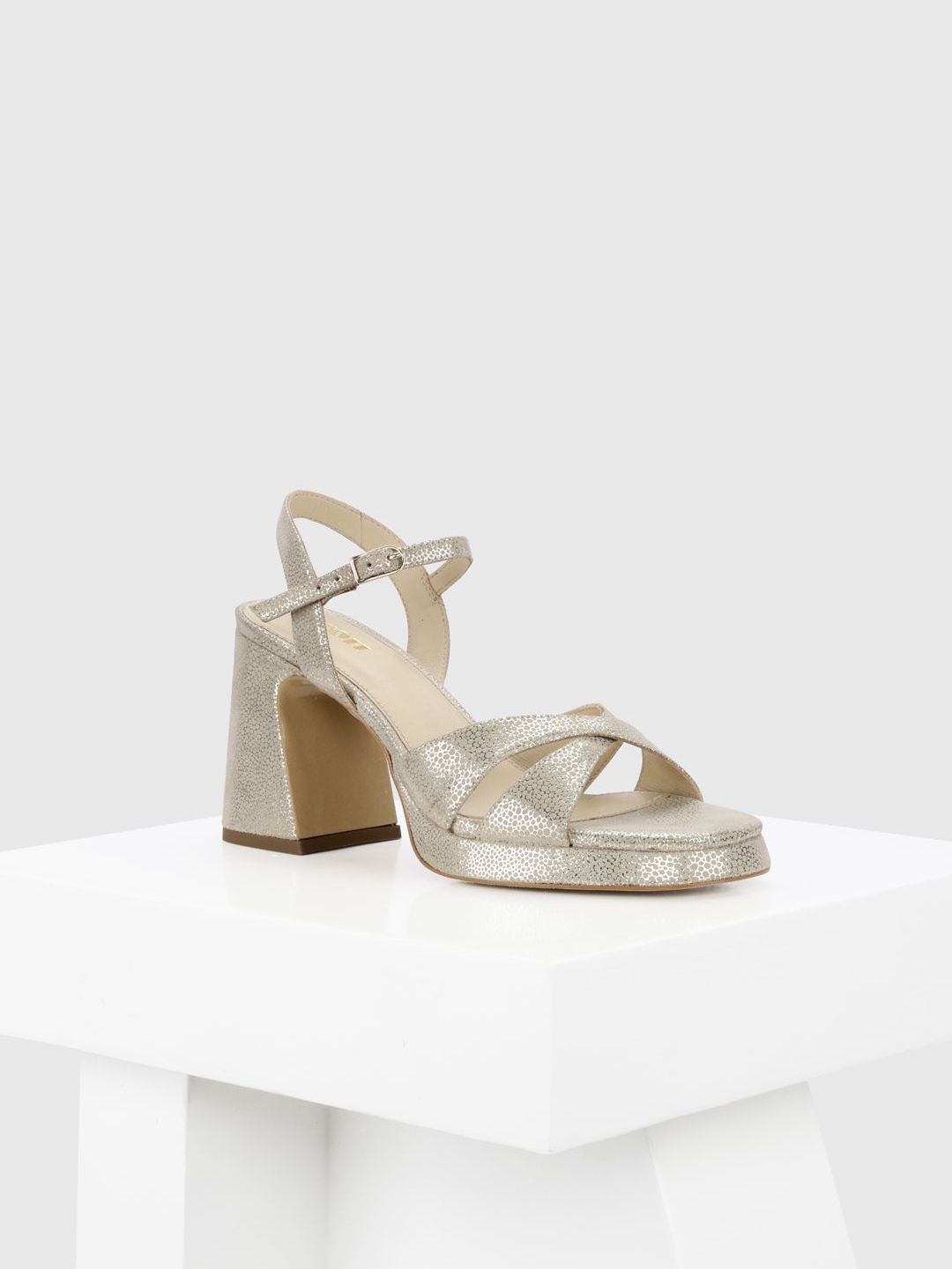 

Oroh Women Leather Platform Heel Sandals, Gold