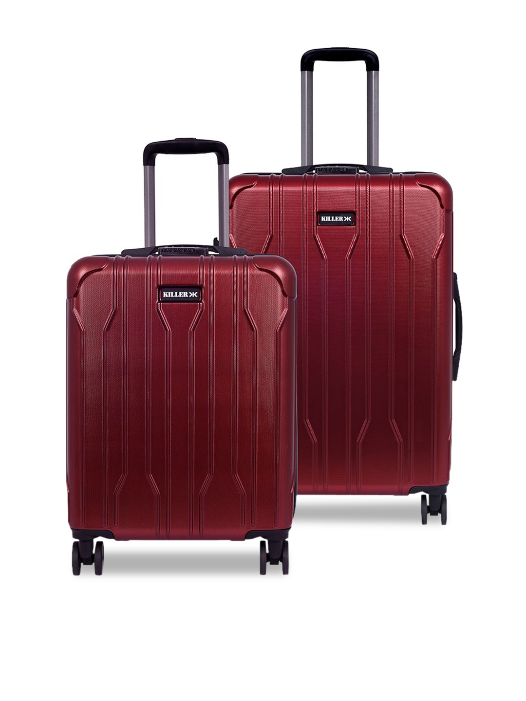 

Killer Unisex Set Of 2 Hard-Sided Medium & Small Trolley Suitcase, Red