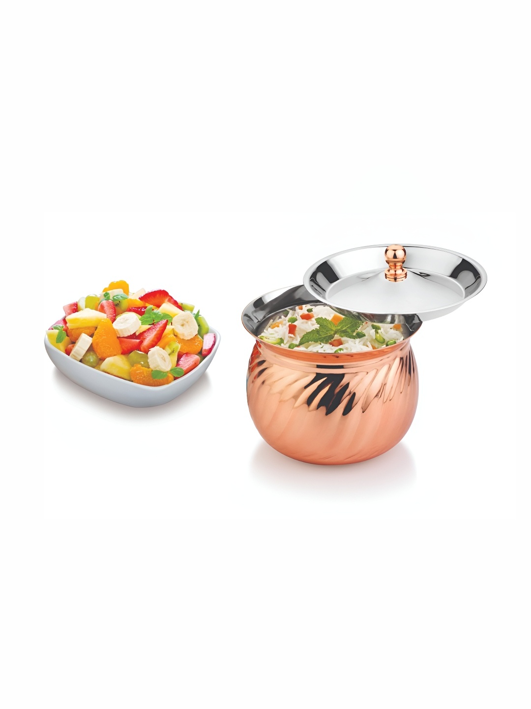 

MUKTI Mudhiras Gold-Toned Stainless Steel Dishwasher Safe Serving Handi 1.25 L