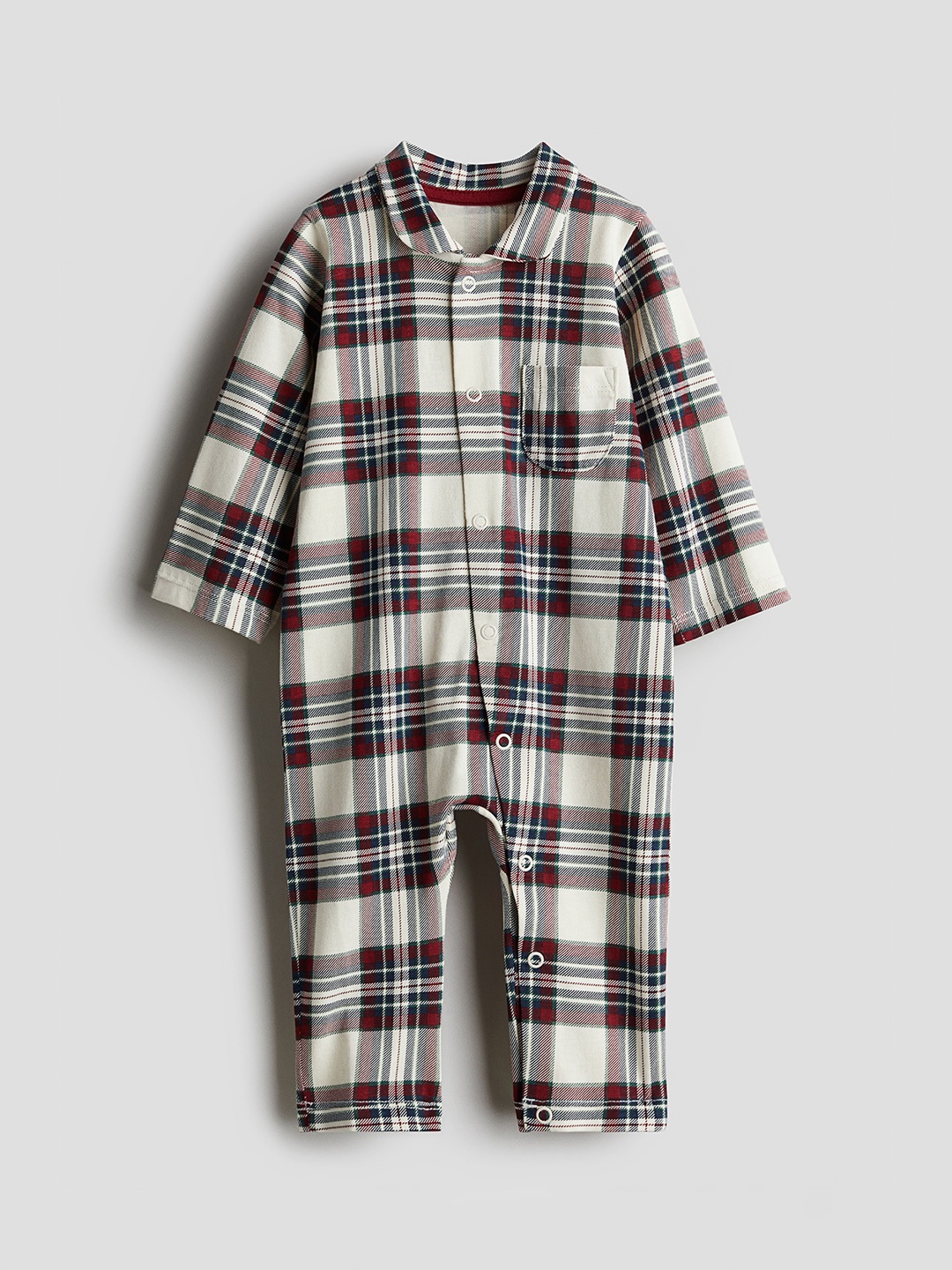 

H&M Boys Cotton Collared Sleepsuit, Beige