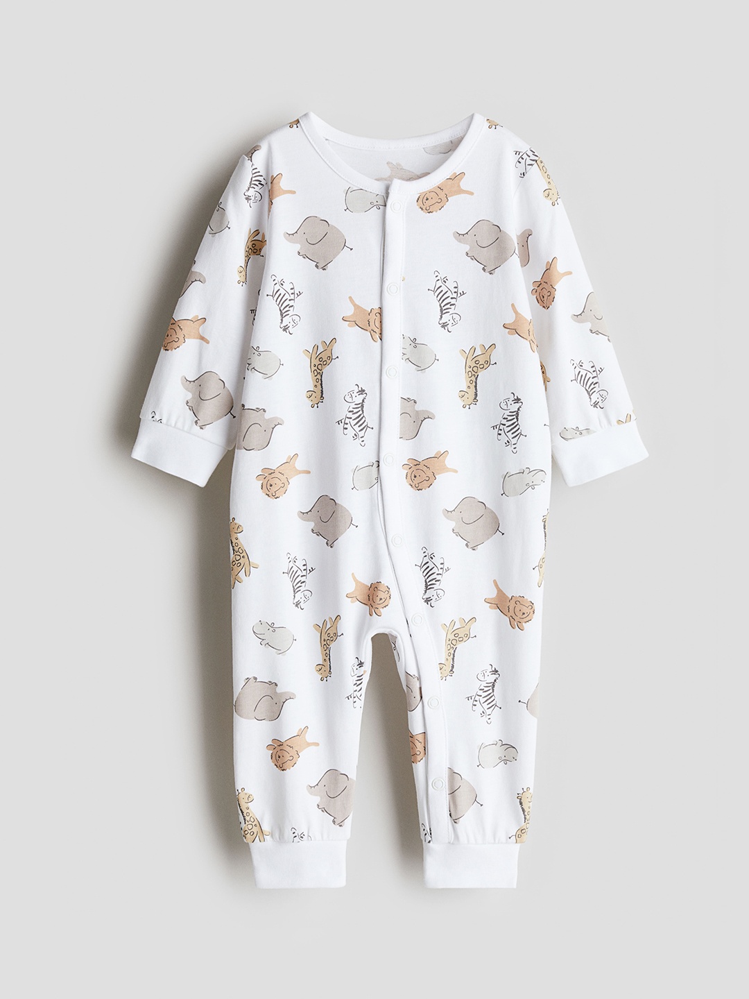 

H&M Boys Patterned Cotton Sleepsuit, White