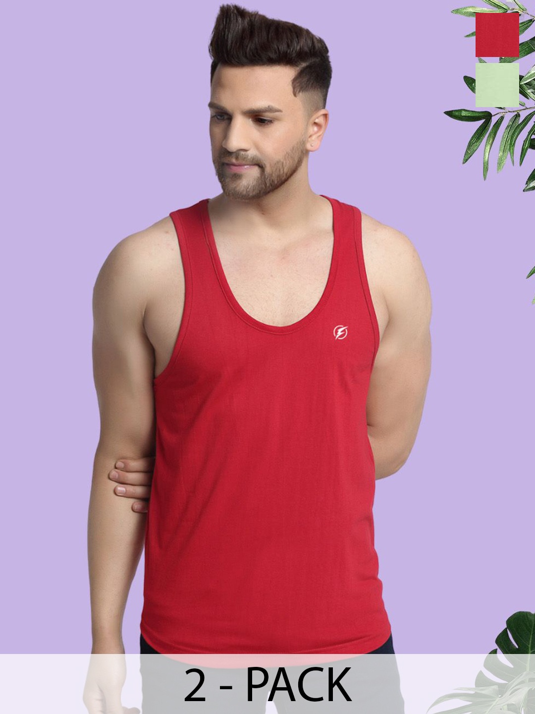 

Friskers Men Pack Of 2 Cotton Anti-Bacterial Innerwear Vest C-14-33, Maroon