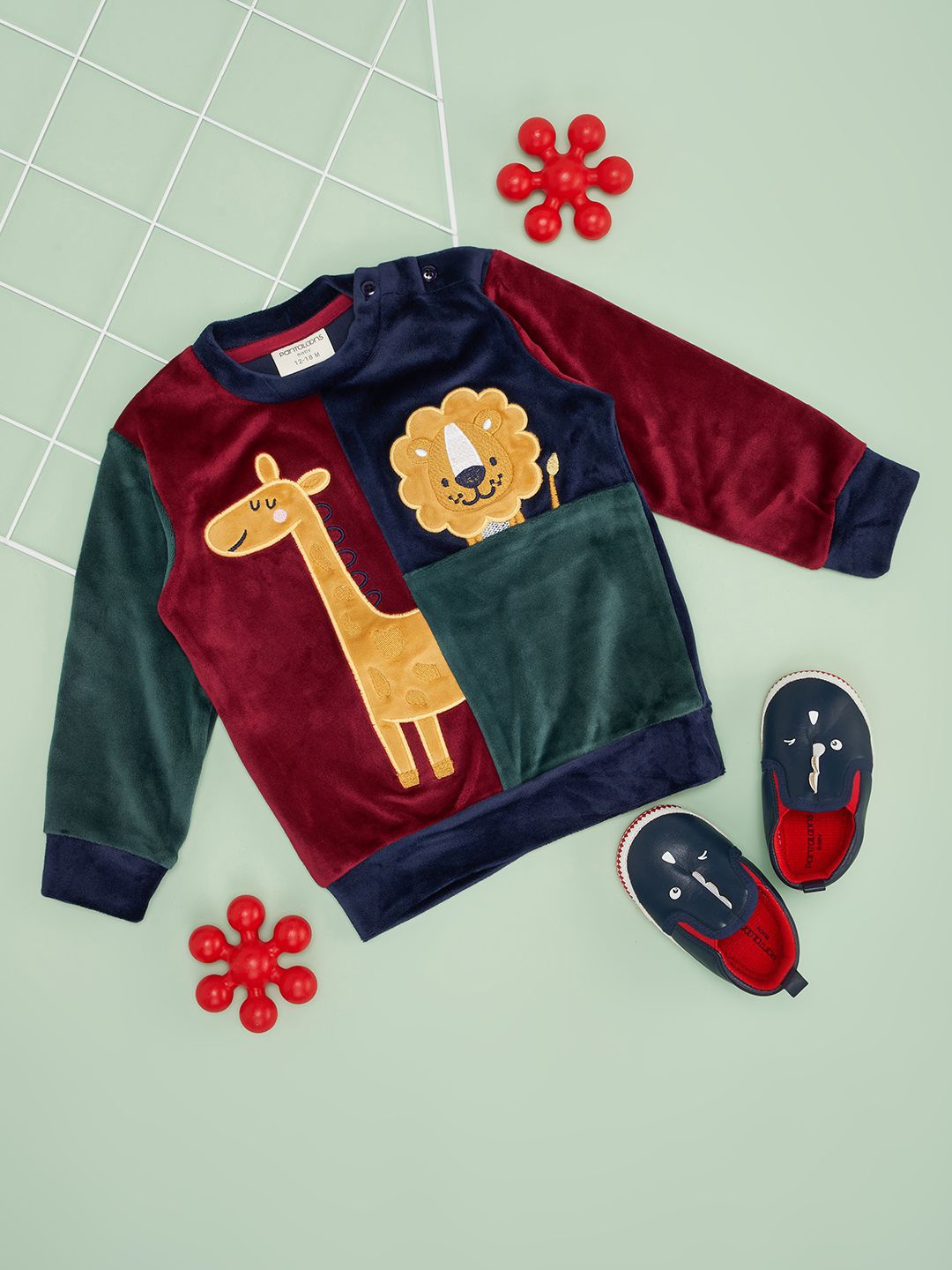 

Pantaloons Baby Boys Animal Embroidered Sweatshirt, Blue