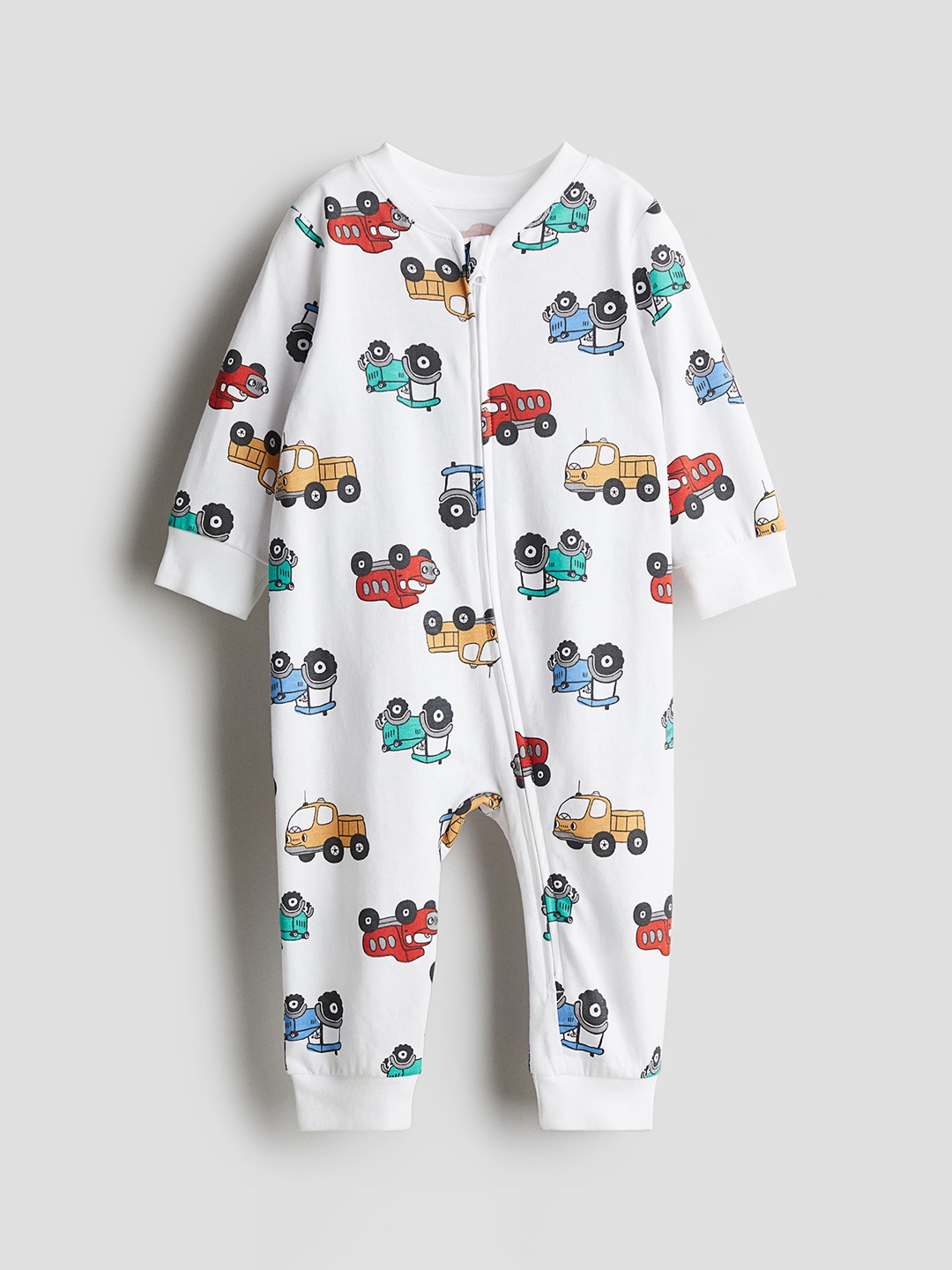 

H&M Infants Boys Cotton Patterned Sleepsuit, White