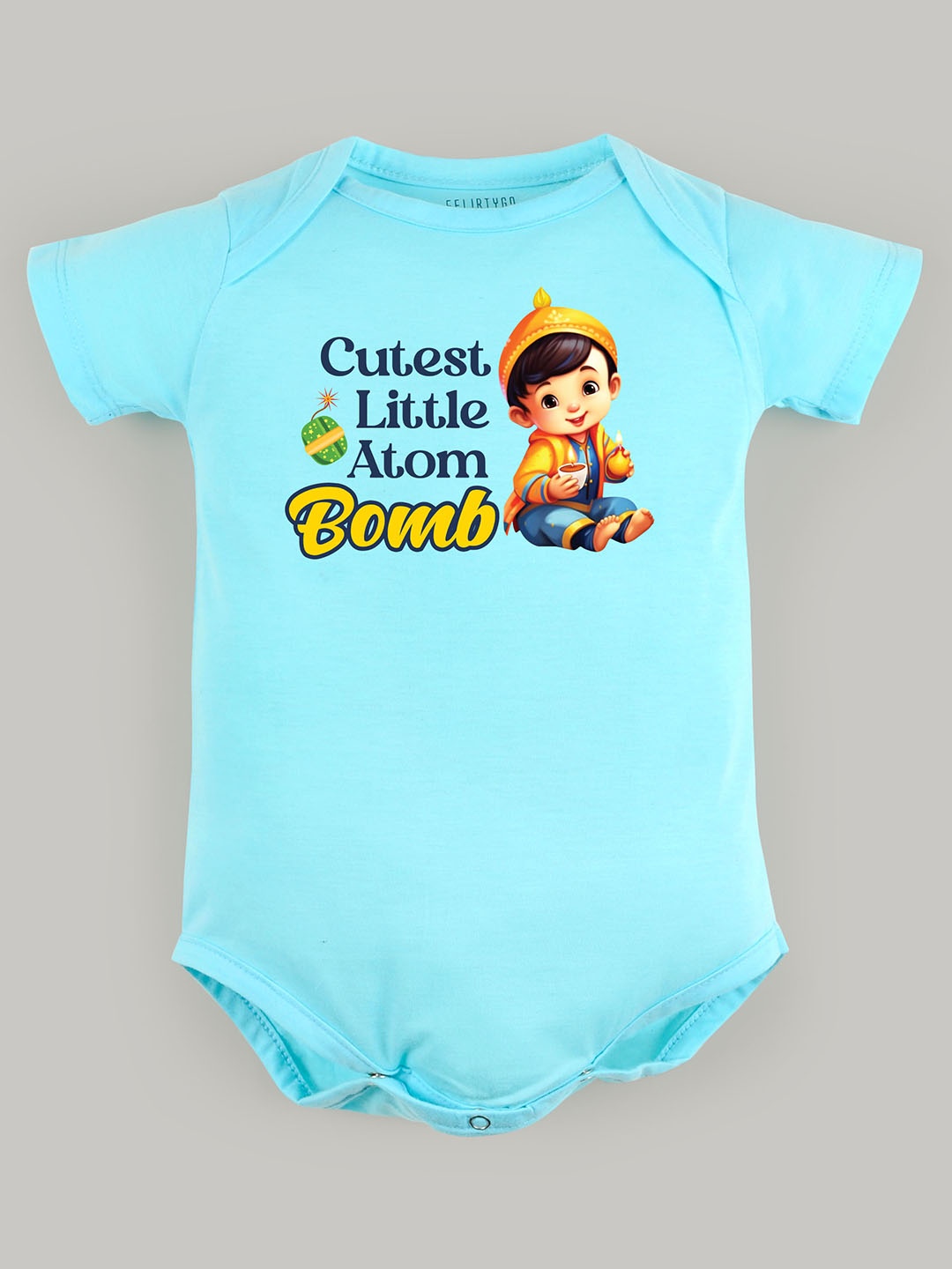 

FFLIRTYGO Kids Printed Cotton Bodysuit, Turquoise blue