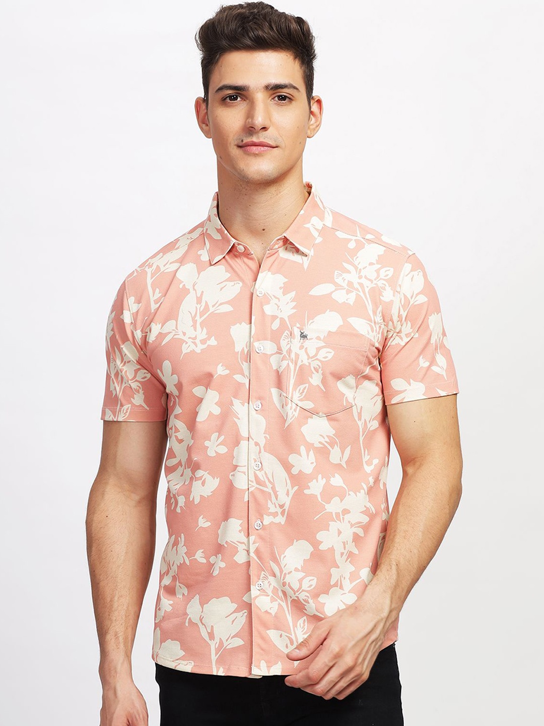 

BULLMER Floral Printed Short Sleeves Shirt With Trousers, Orange