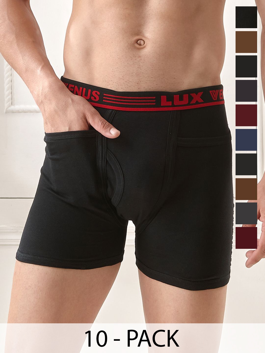 

Lux Venus Men Pack of 10 Assorted Cotton Pocket Trunks