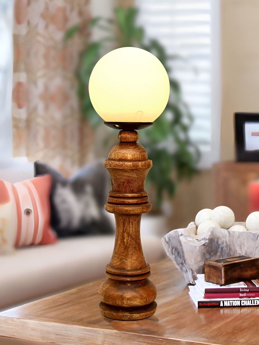 

Homesake White Glass Contemporary Spherical Table Lamp