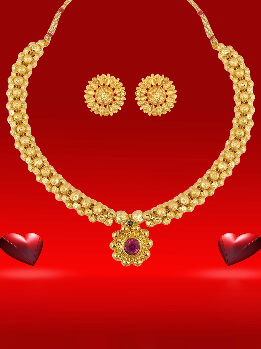 

Heer Collection Gold-Plated Necklace and Earrings