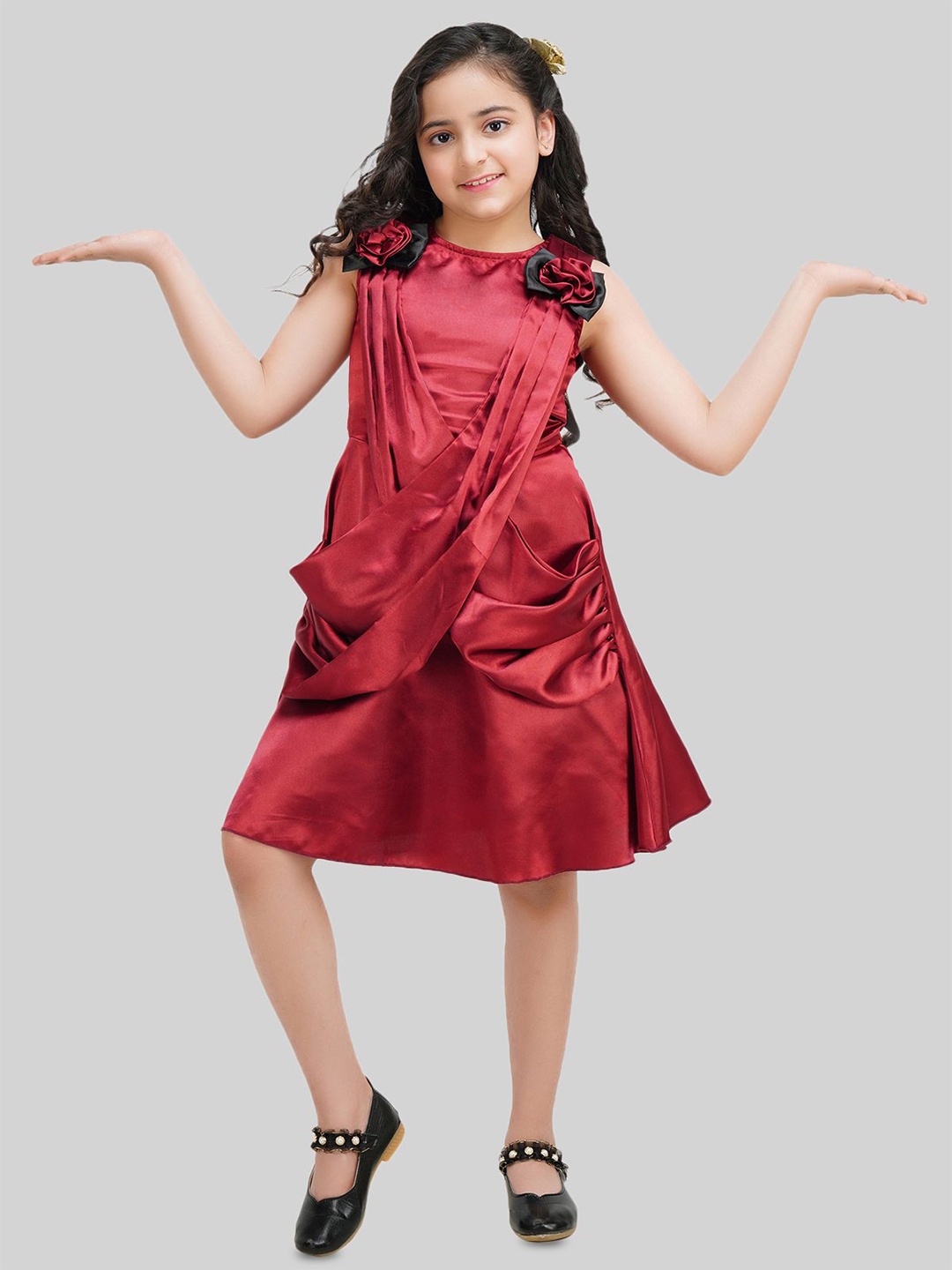 

BEING NAUGHTY Girls Fit and Flare Dress, Maroon