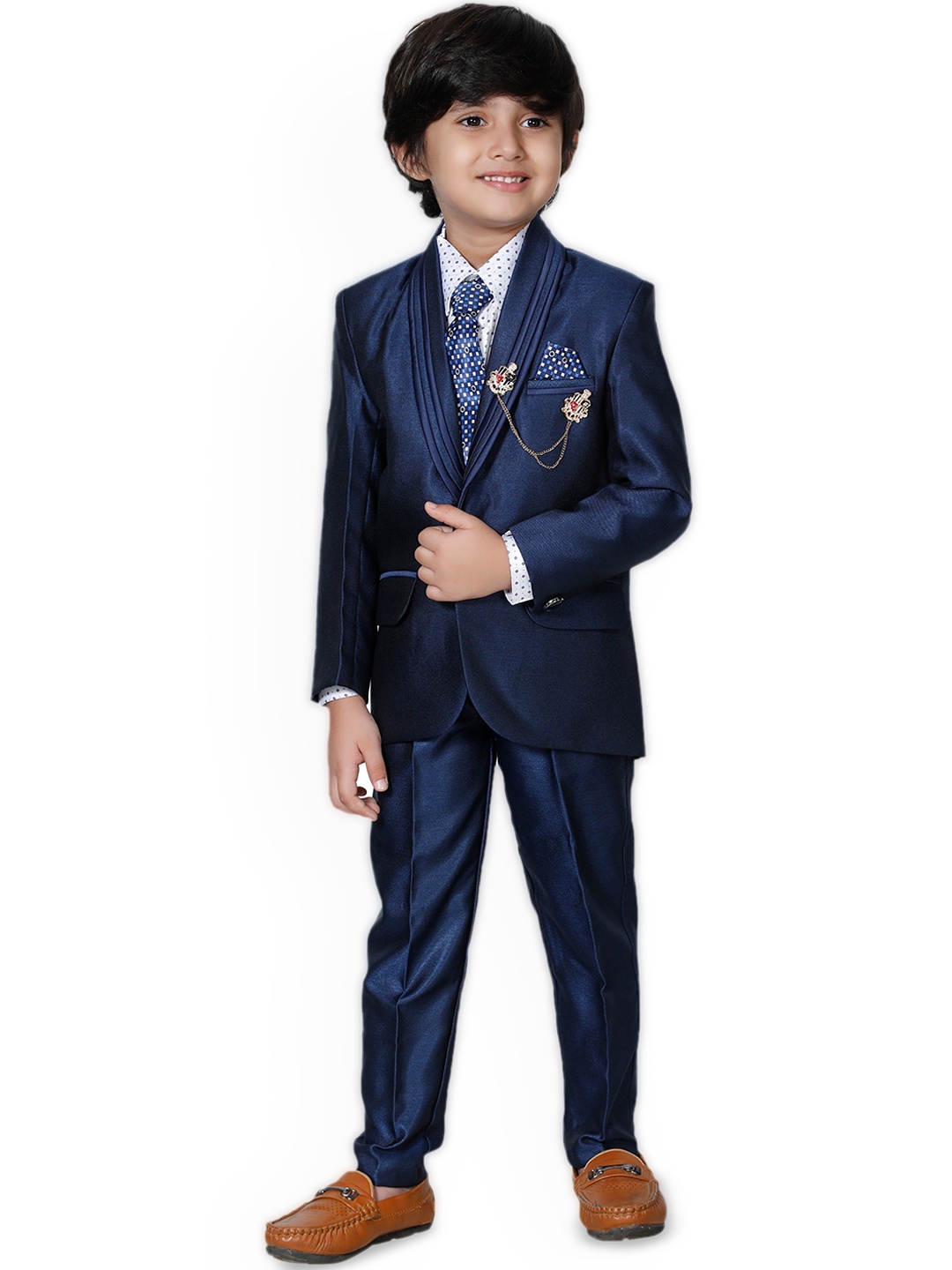 

BAESD Boys Single-Breasted Five Piece Party Suit, Navy blue