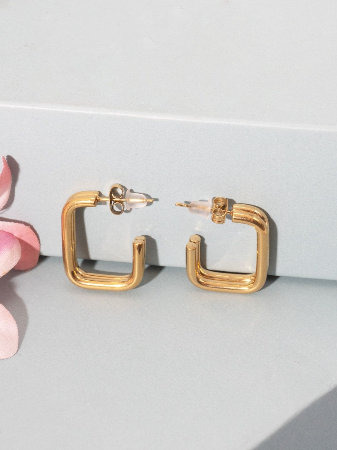 

Niscka Gold Plated Contemporary Hoop Earrings