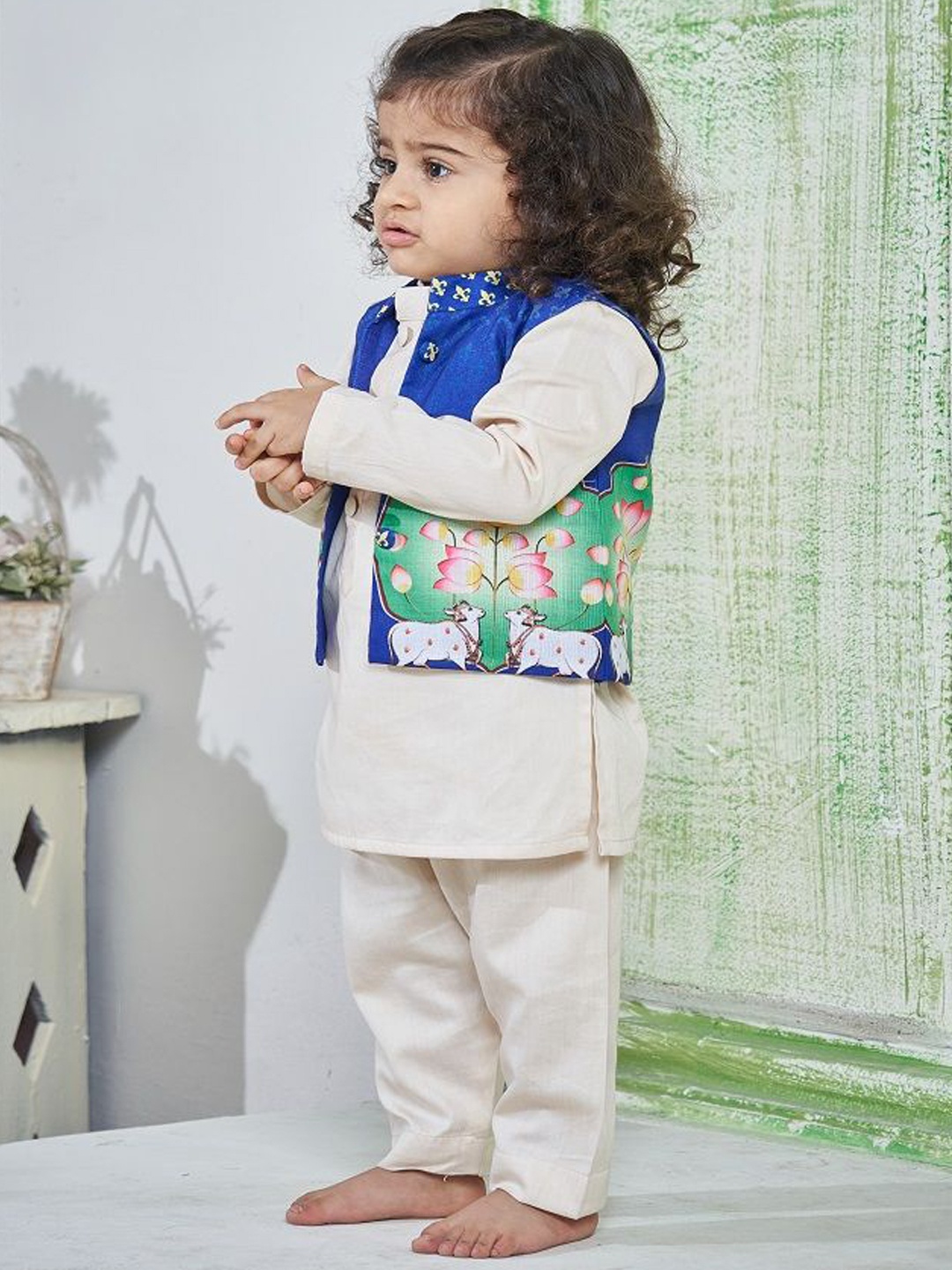 

Vivedkids Boys Regular Pure Cotton Kurta with Trousers, Beige