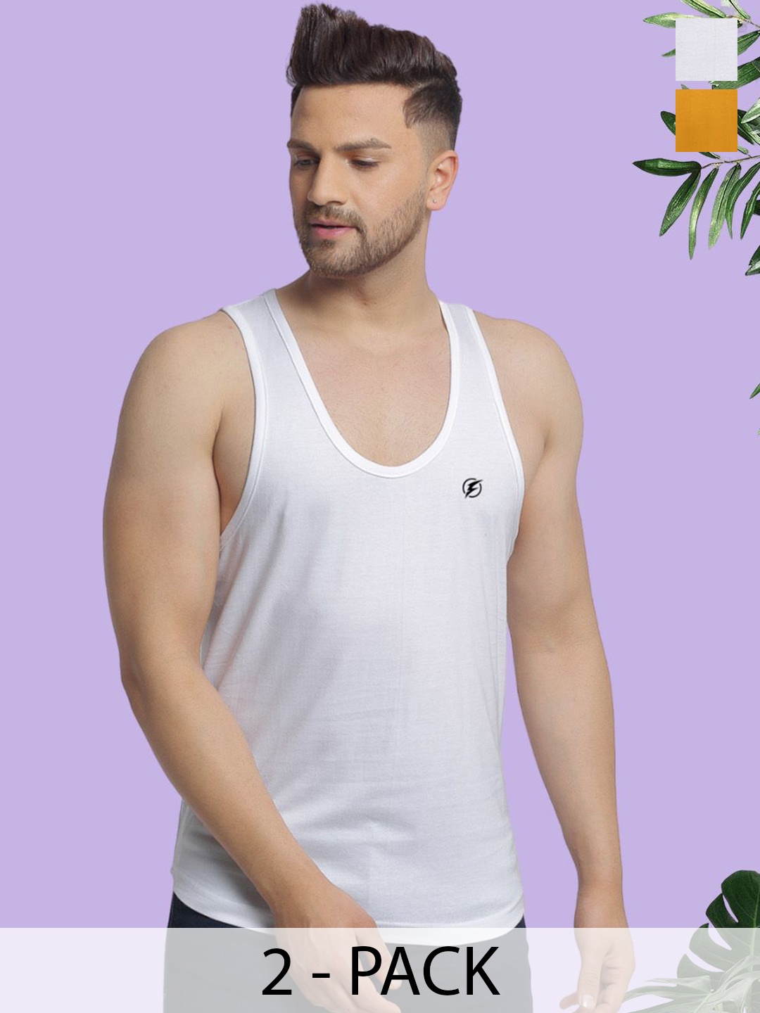 

Friskers Men Pack Of 2 Cotton Innerwear Vests, White